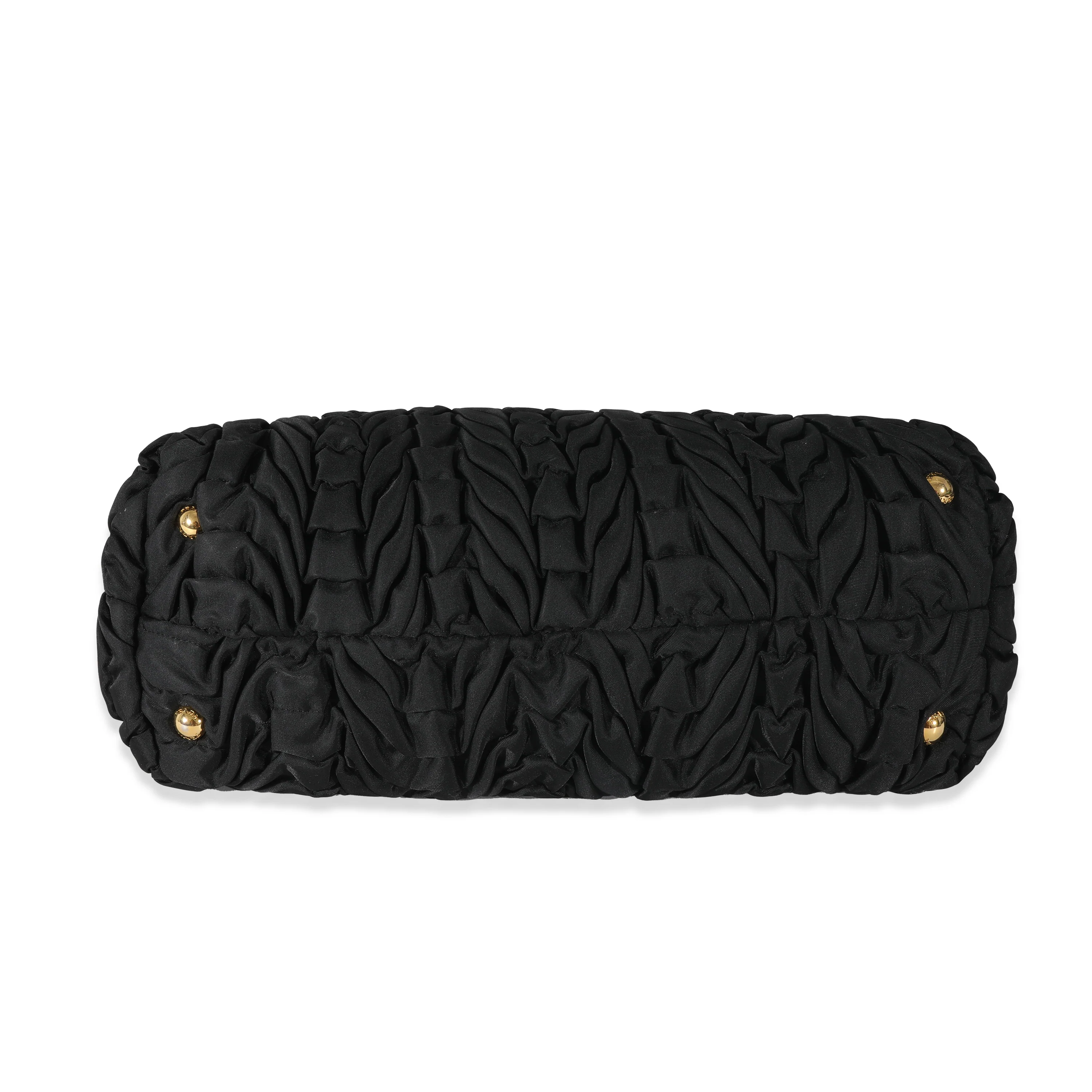 Prada Black Nylon Ruched Chain Tote - Image 5