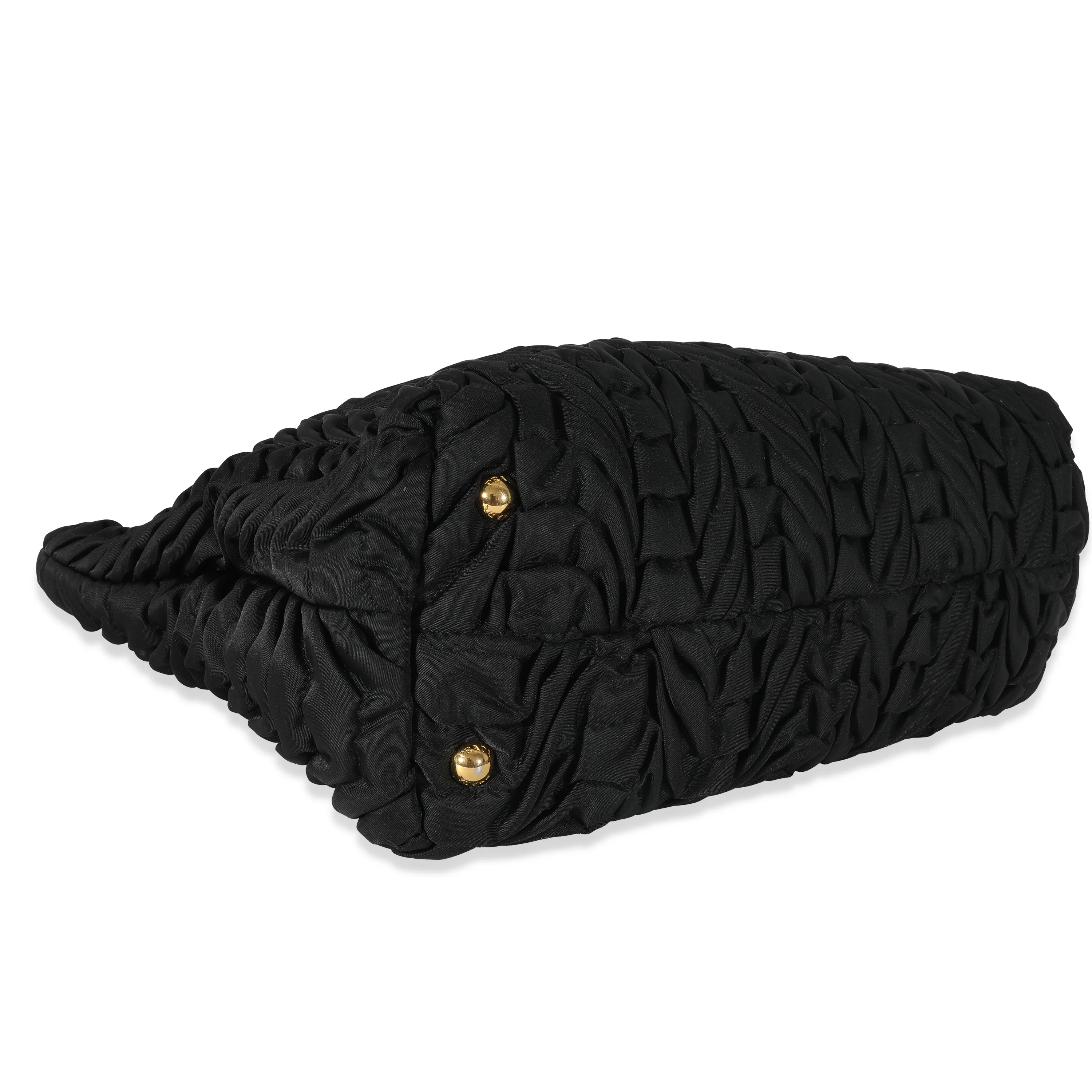 Prada Black Nylon Ruched Chain Tote - Image 6