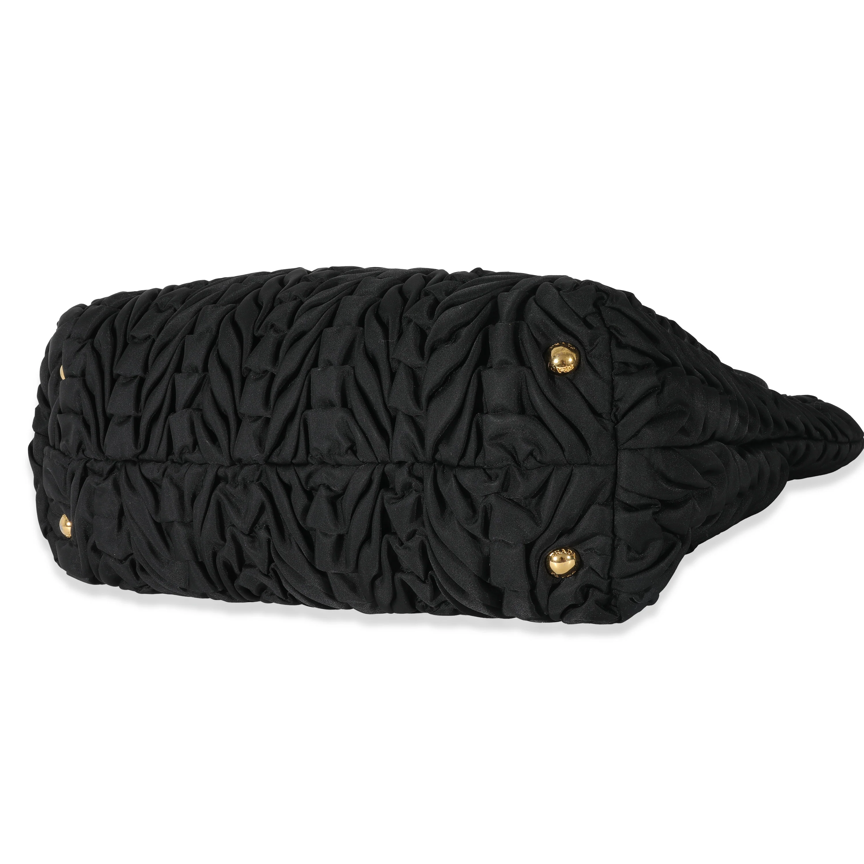Prada Black Nylon Ruched Chain Tote - Image 7