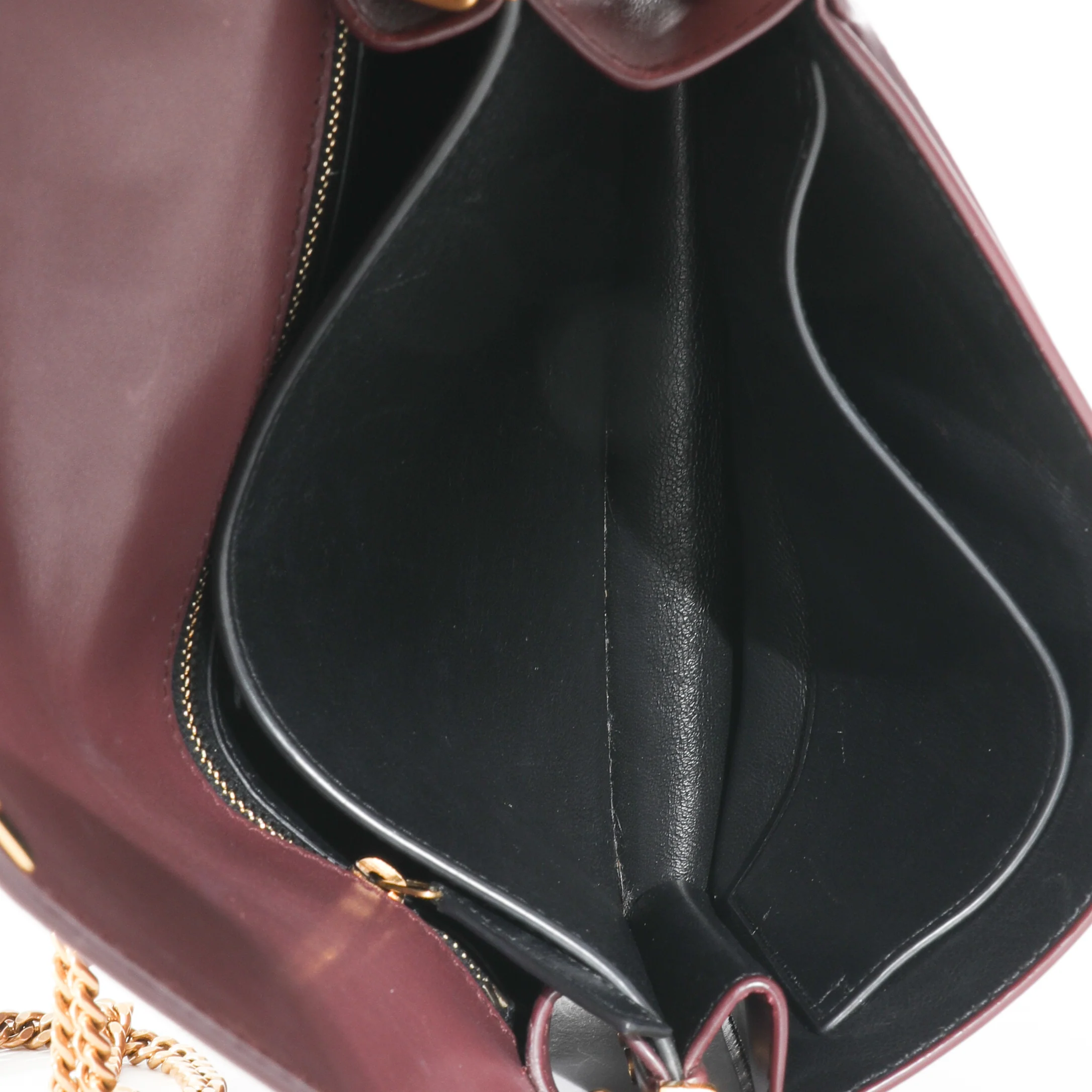 Saint Laurent Burgundy Leather Cassandra Monogram Clasp Bag - Image 8
