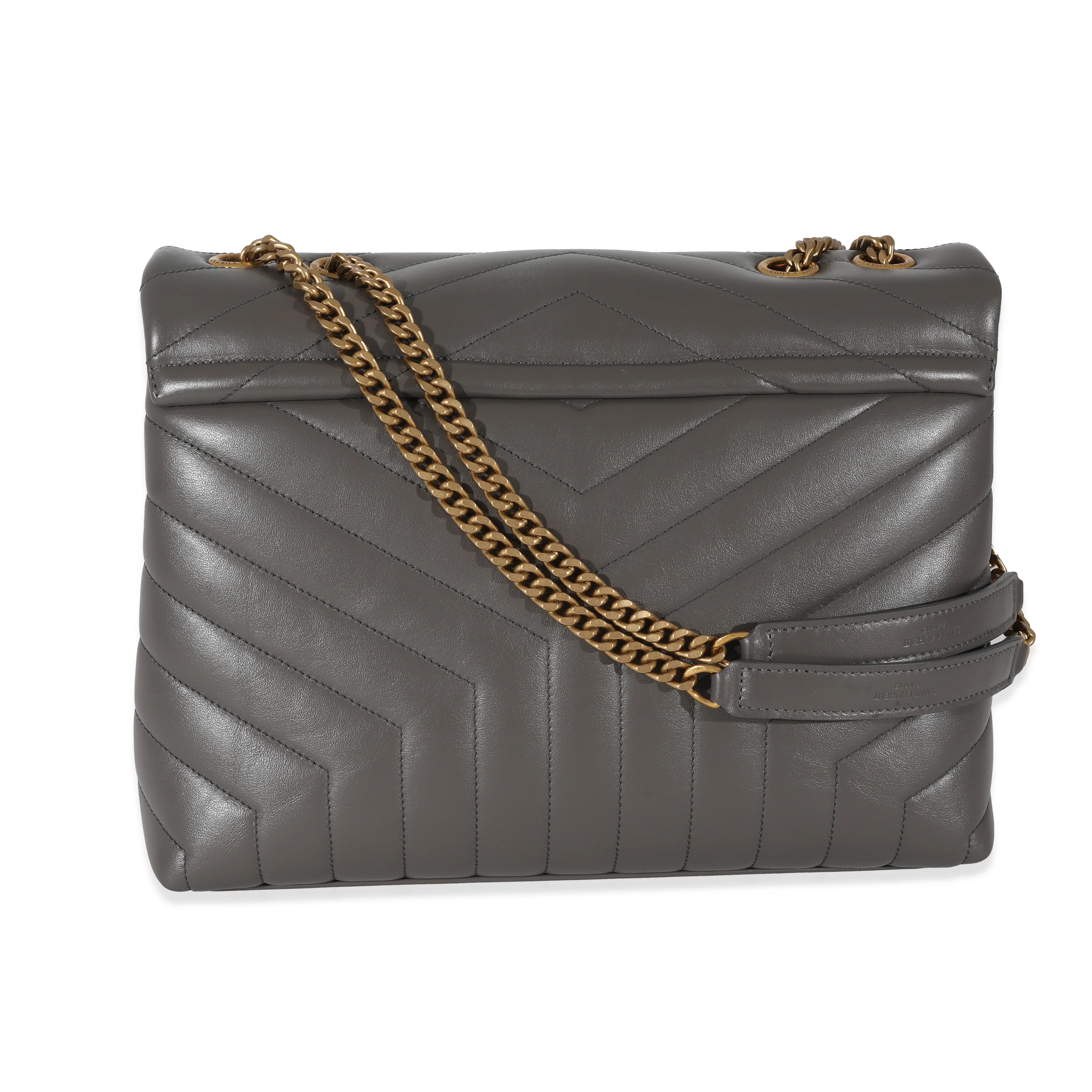 Saint Laurent Grey Smooth Leather Medium Loulou - Image 3