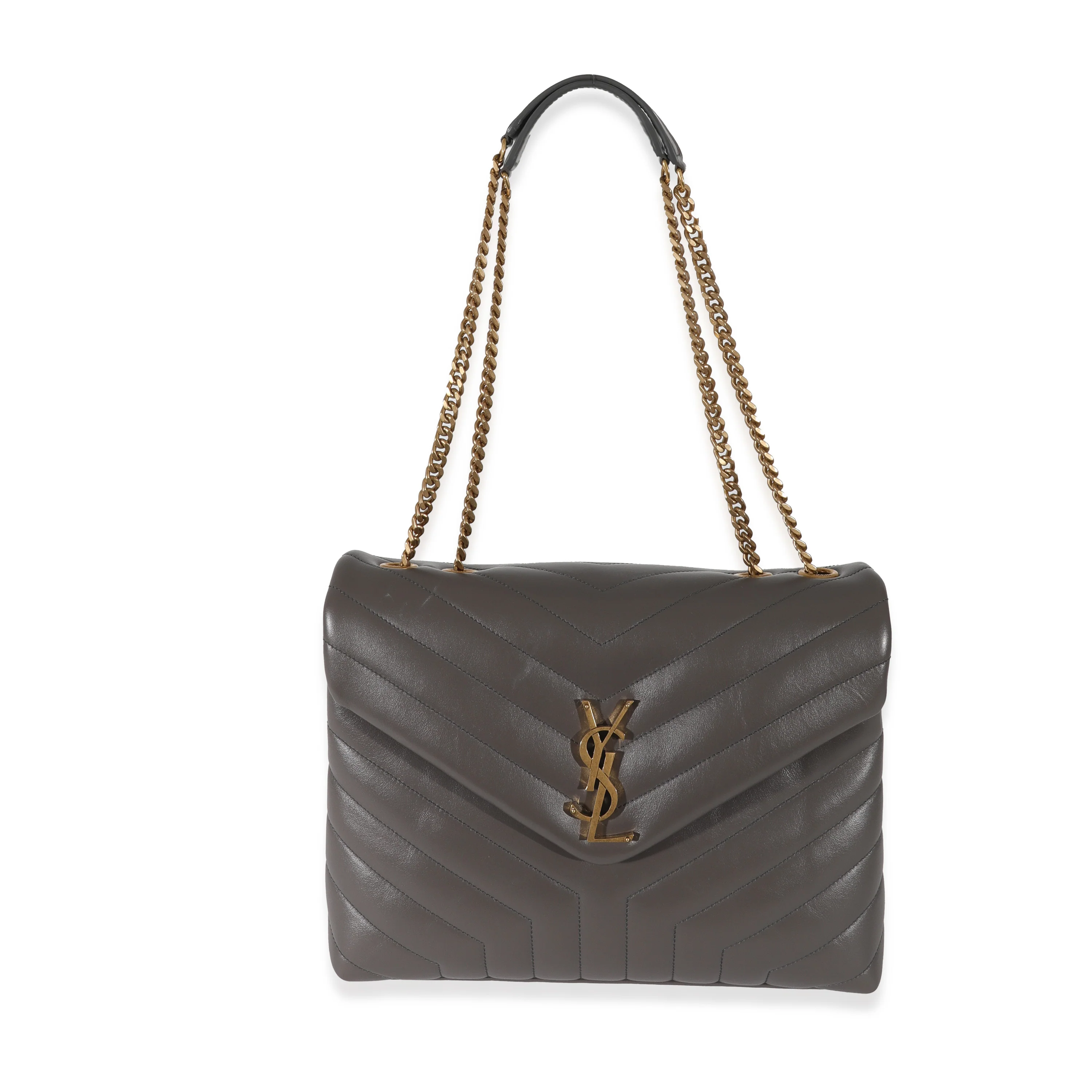 Saint Laurent Grey Smooth Leather Medium Loulou - Image 4