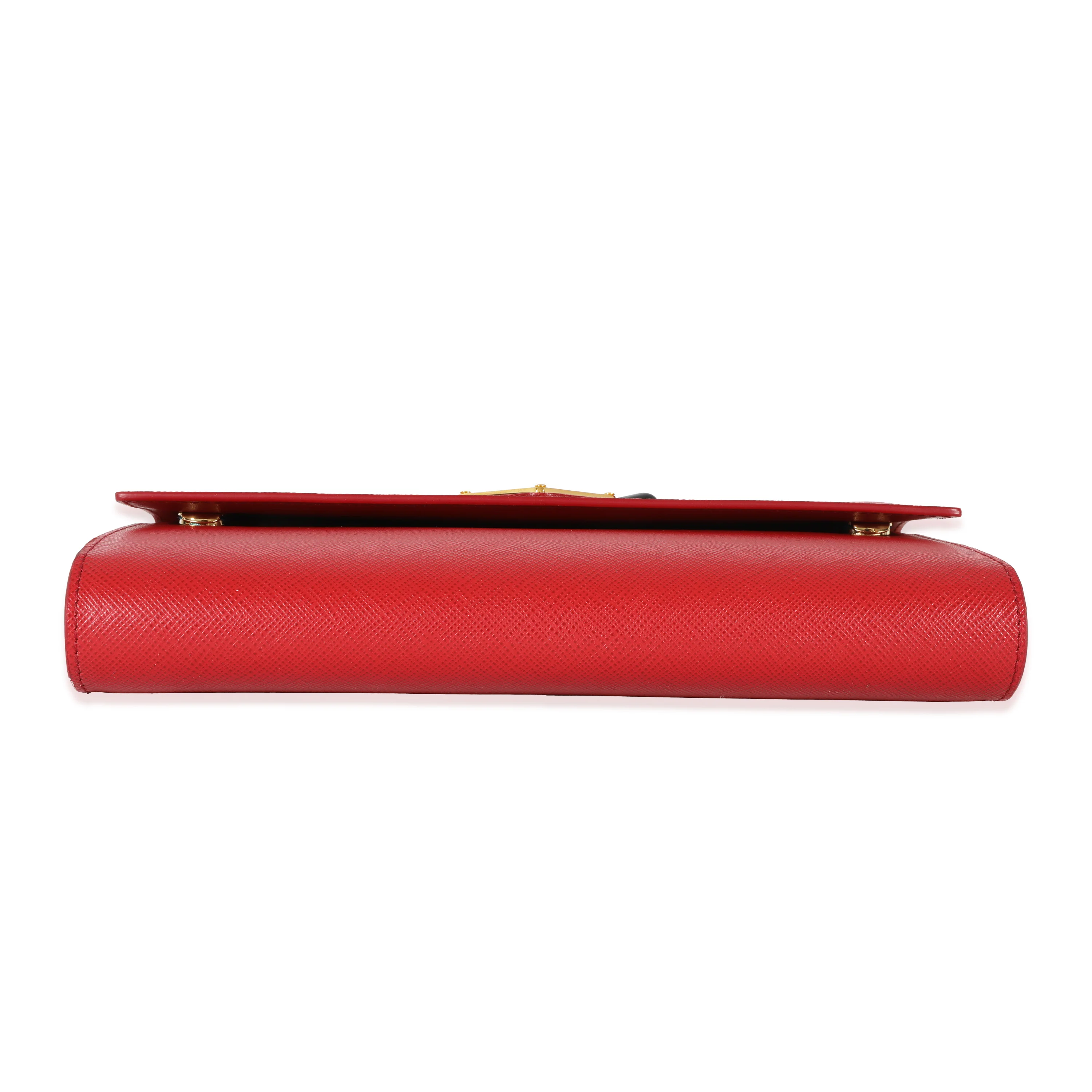 Prada Red Saffiano Wallet With Strap - Image 5