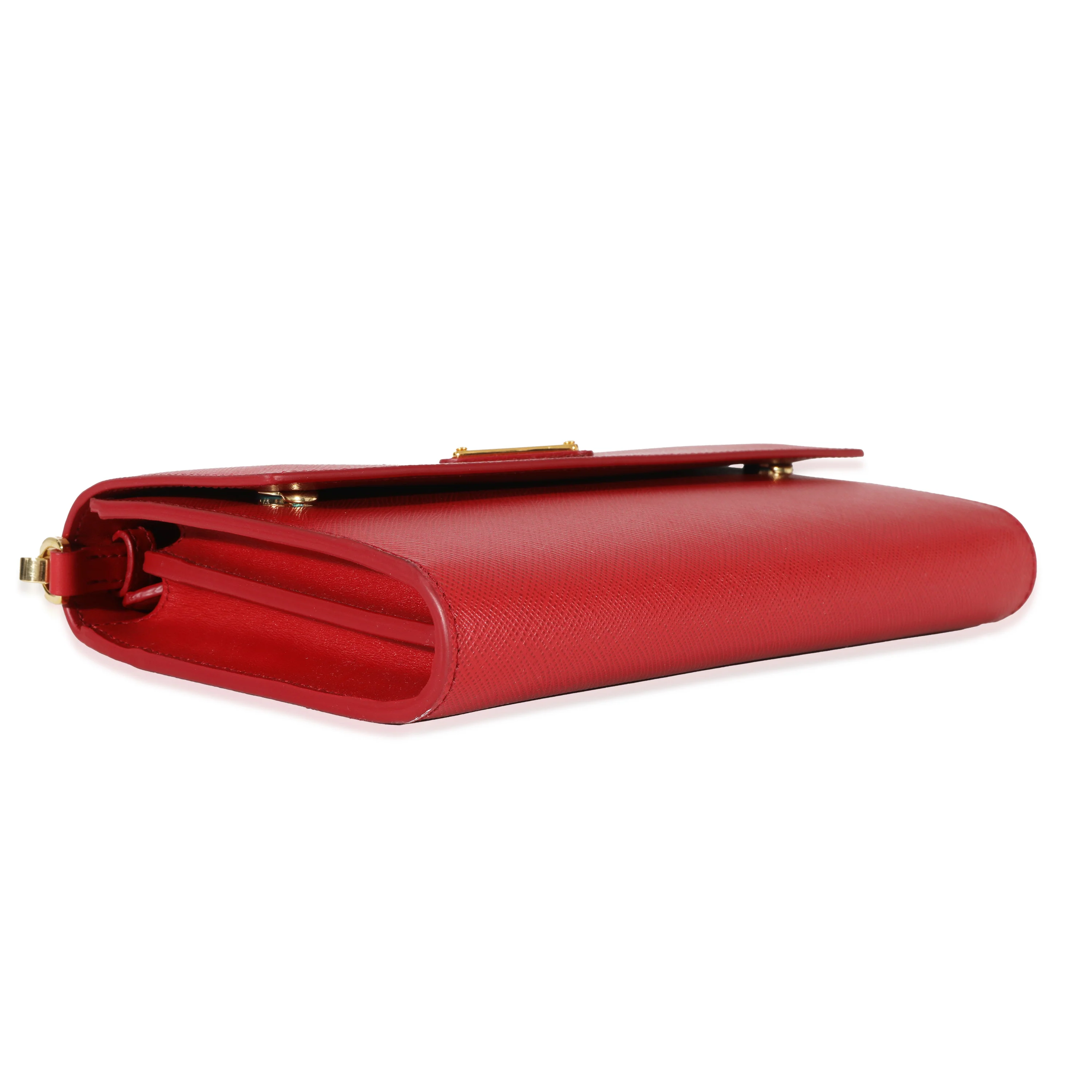 Prada Red Saffiano Wallet With Strap - Image 6
