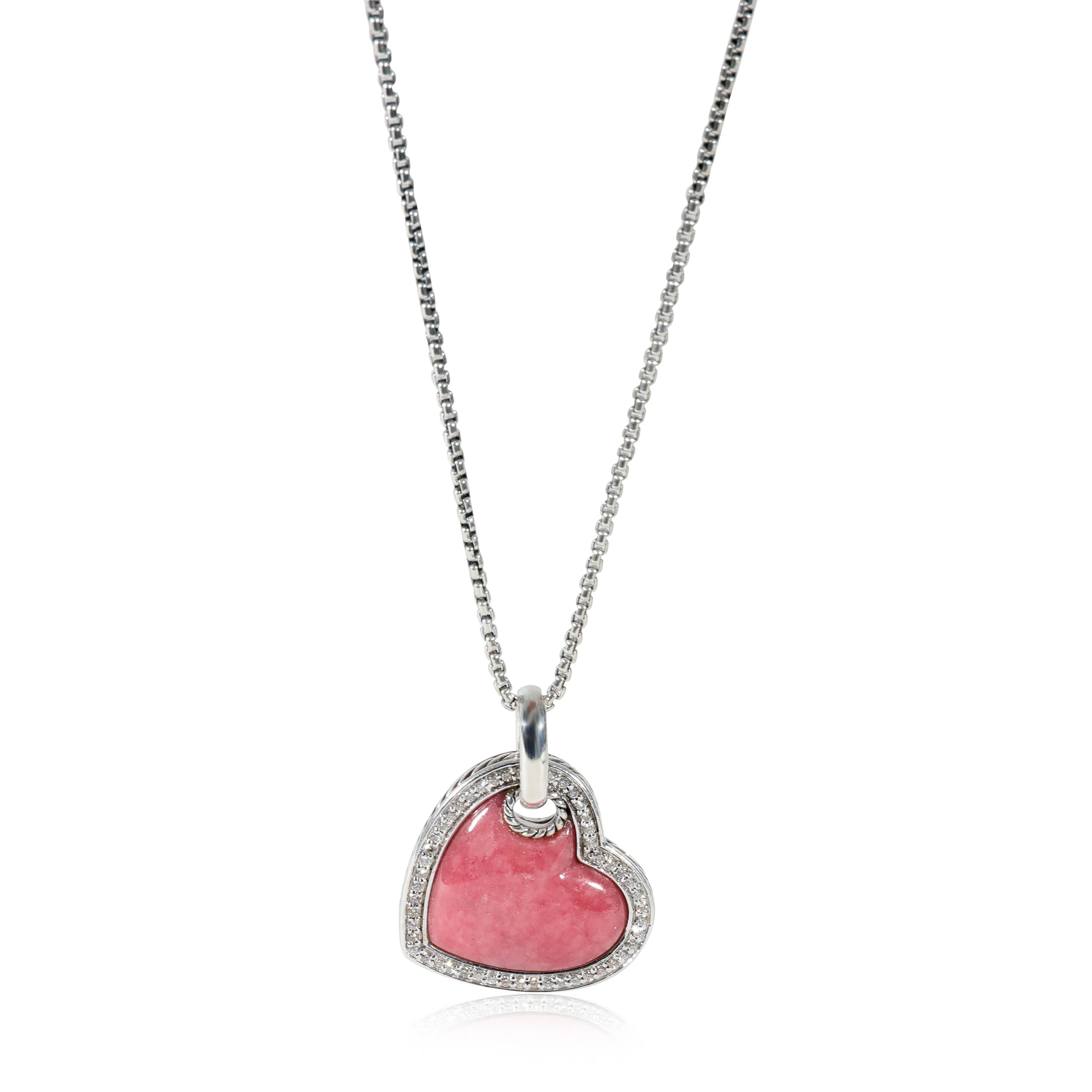 David Yurman Rhodolite & Diamond Heart Pendant in Sterling Silver 0.4 CTW