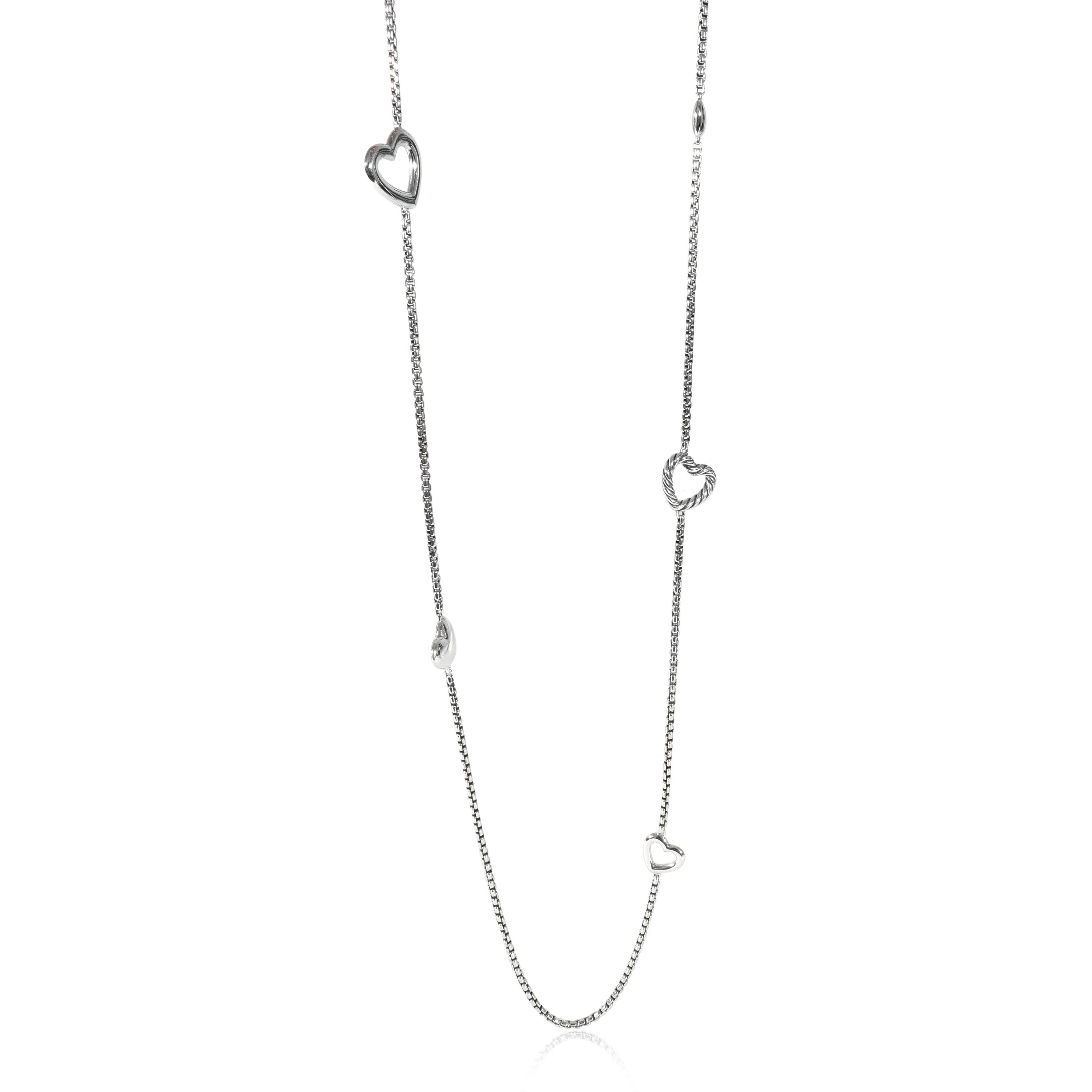 David Yurman Heart Lariat Necklace in  Sterling Silver