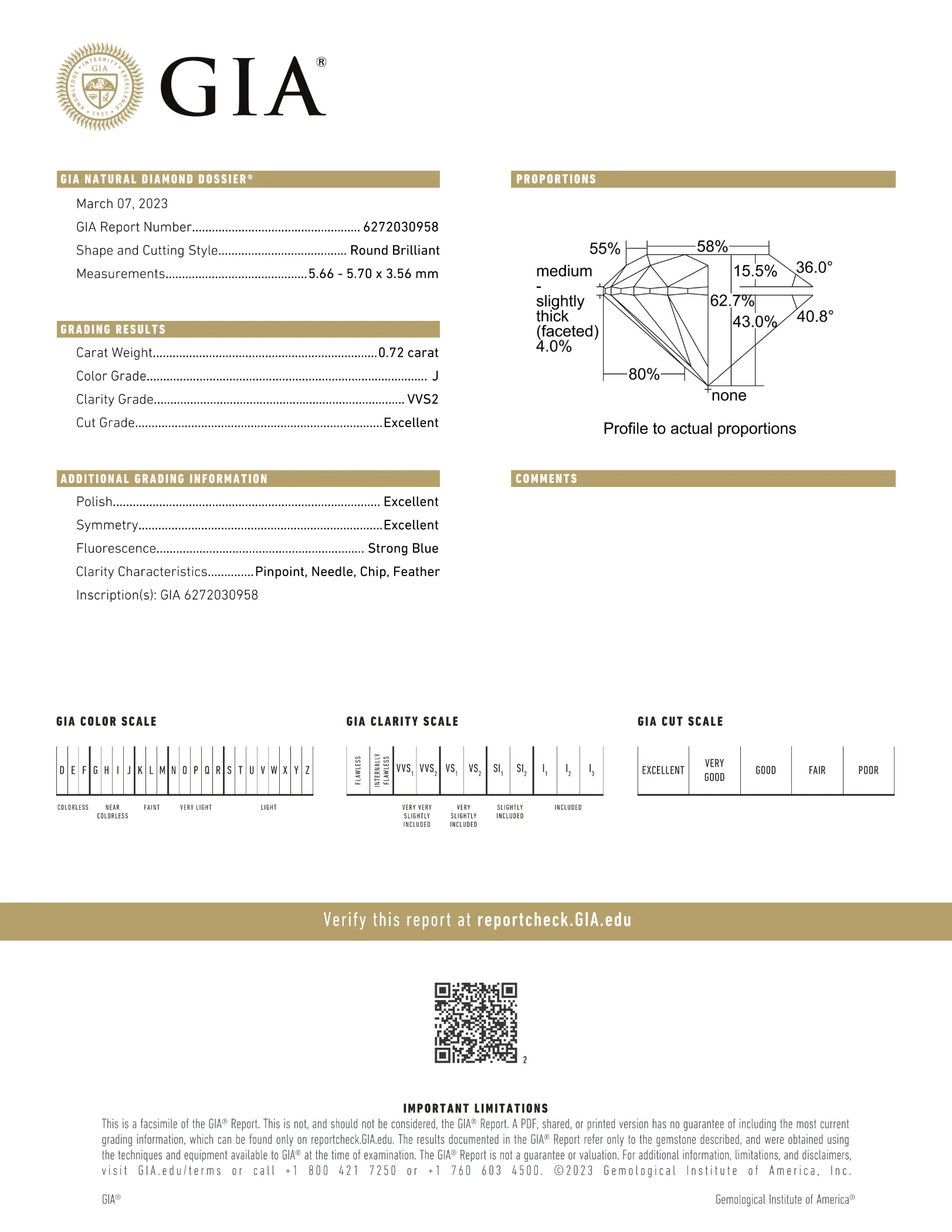 GIA Certified 0.72 Ct Round cut J VVS2 Loose Diamond - Image 2