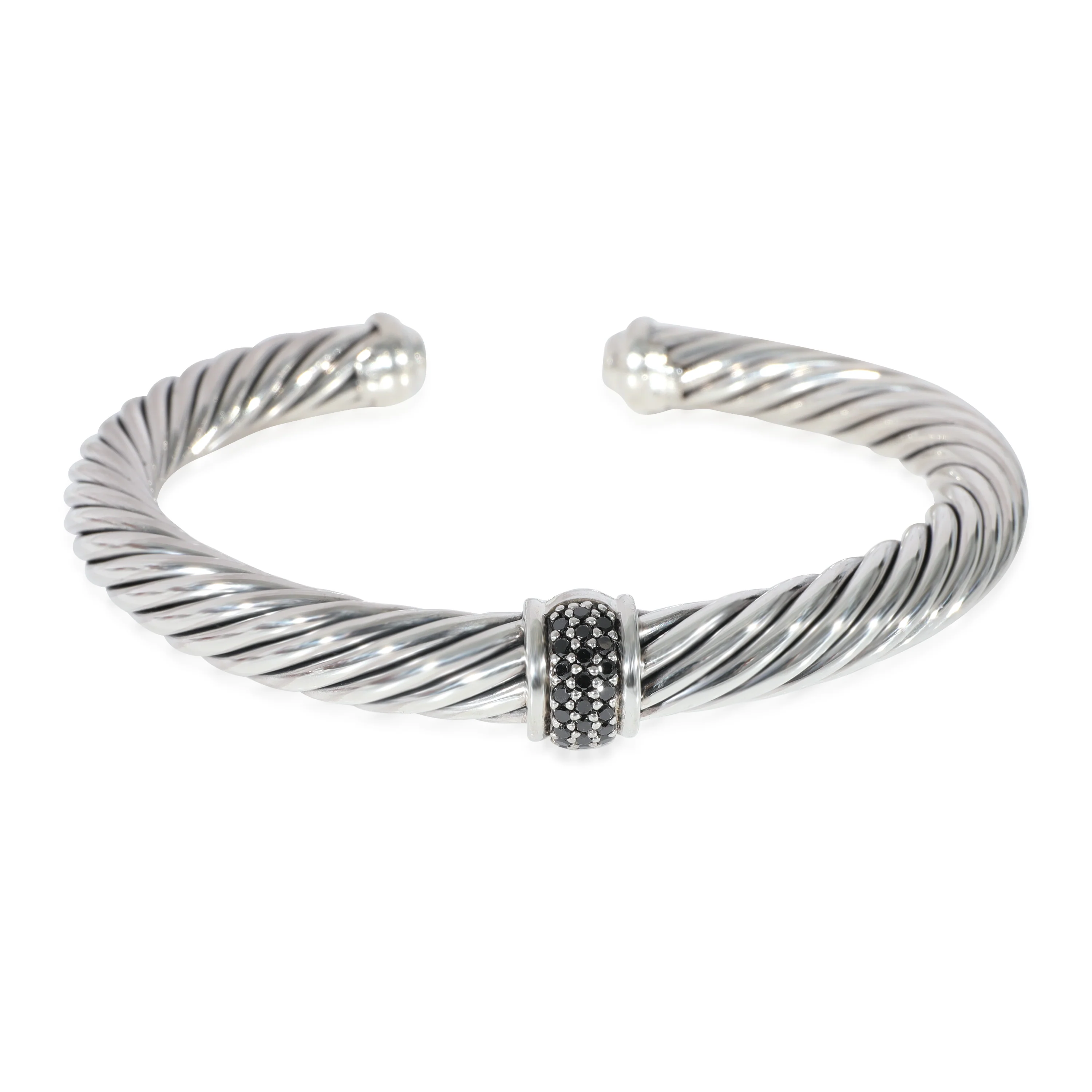 David Yurman Cable Classic Black Diamond Bracelet in Sterling Silver 0.25 CTW