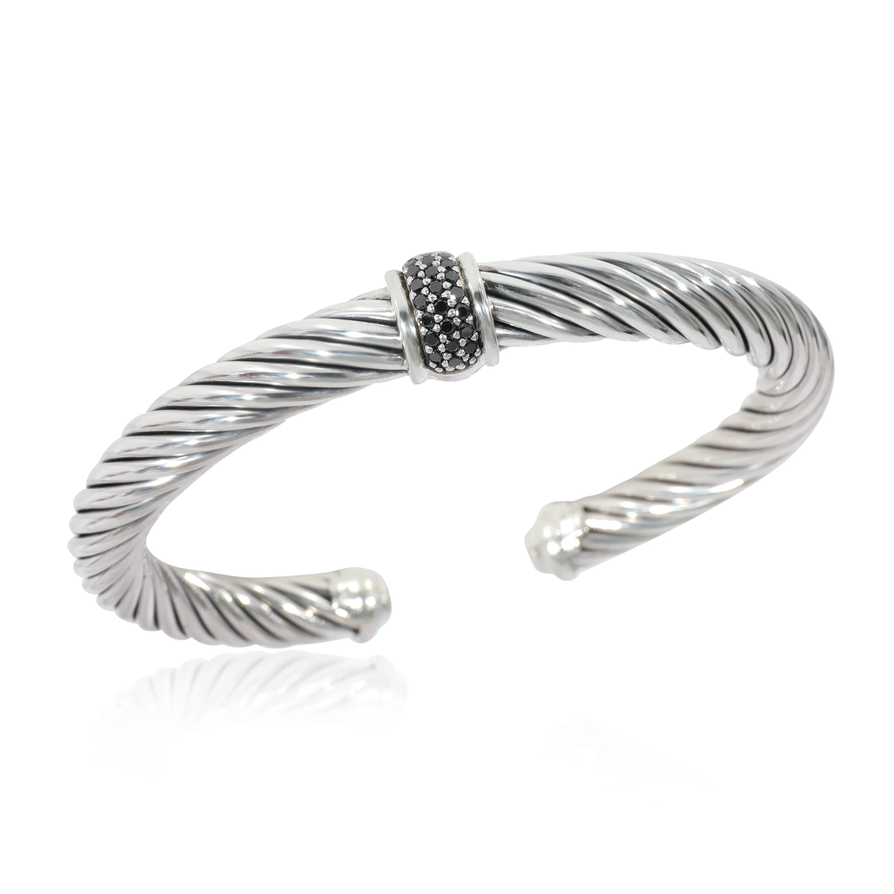 David Yurman Cable Classic Black Diamond Bracelet in Sterling Silver 0.25 CTW - Image 2