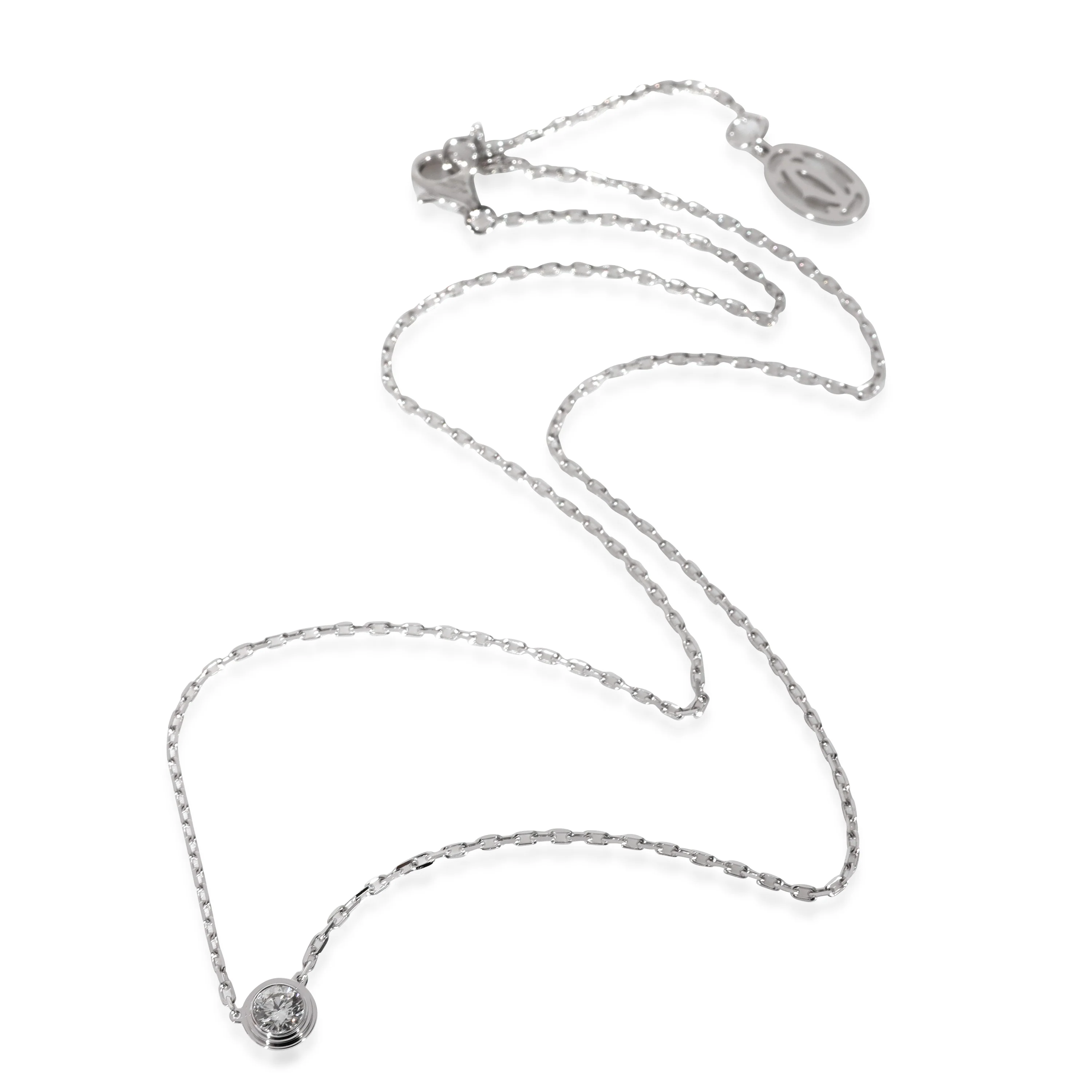 Cartier D Amour Diamond Solitaire Necklace in 18k White Gold 0.18 CTW - Image 2