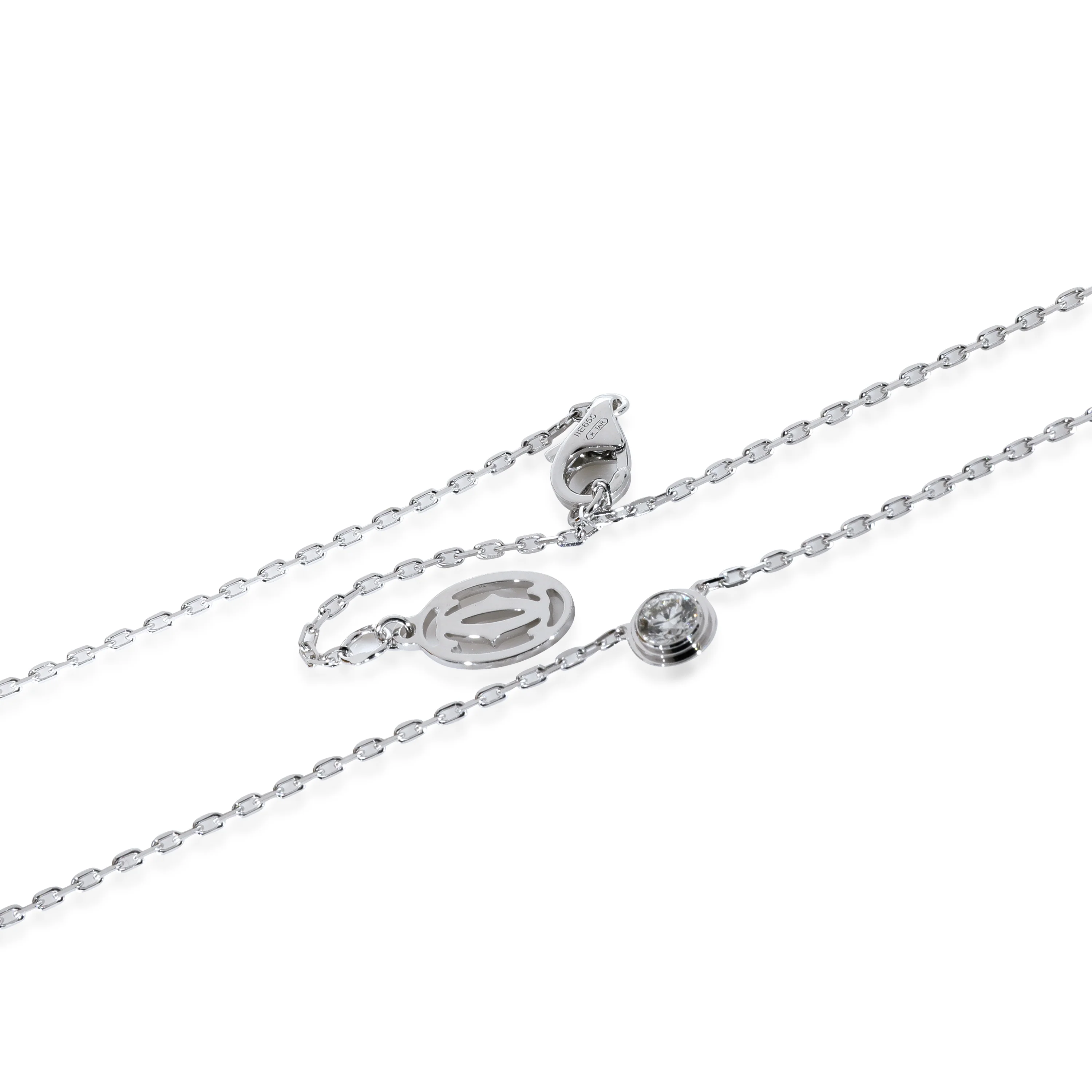 Cartier D Amour Diamond Solitaire Necklace in 18k White Gold 0.18 CTW - Image 3