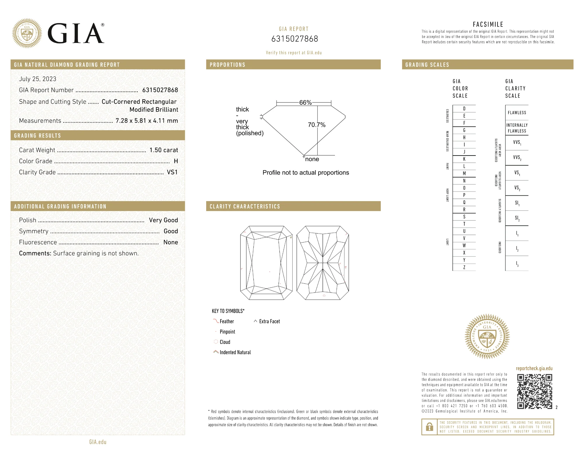 GIA Certified 1.50 Ct Radiant cut H VS1 Loose Diamond - Image 2