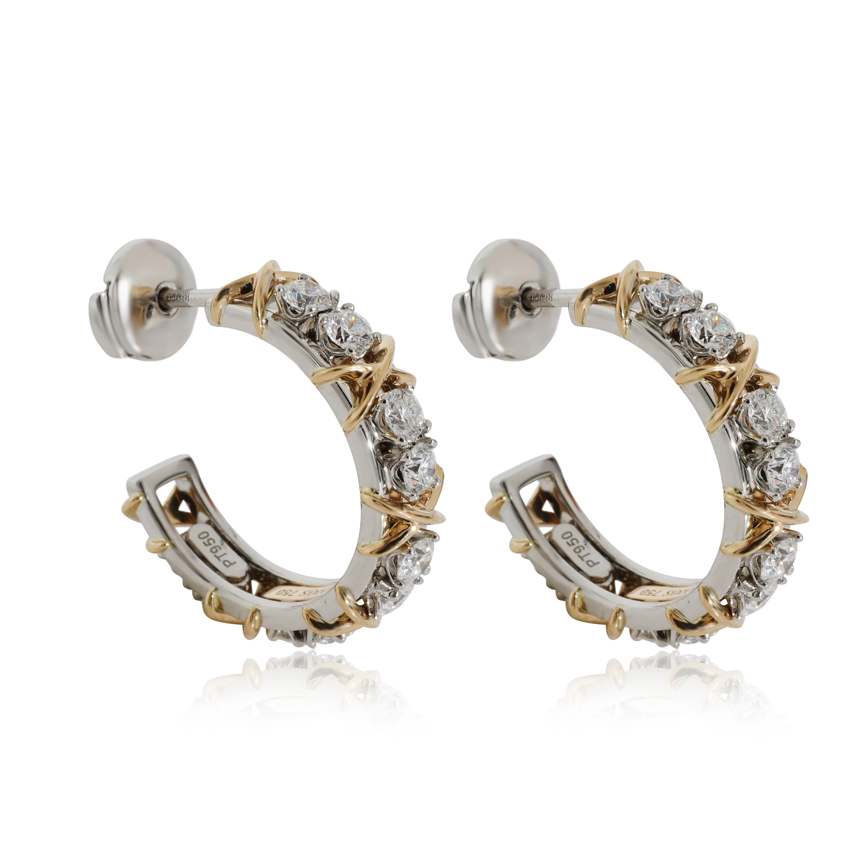 Tiffany & Co. Schlumberger Diamond Earrings in 18k Yellow Gold/Platinum 1.8 CTW - Image 2