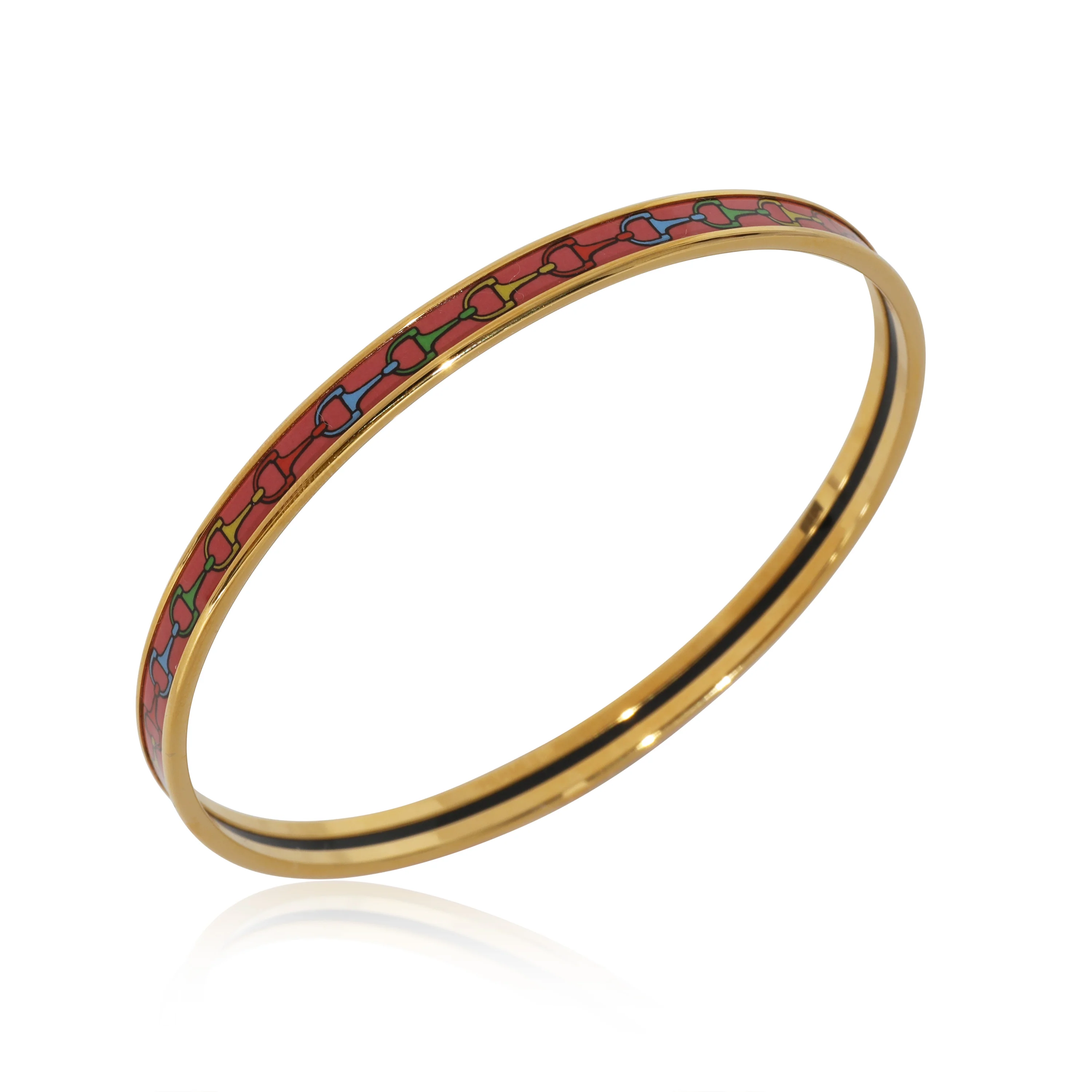 Hermès Cravates Mors Extra Narrow Bangle, Gold Plated, Amazone POP Color, 67 mm - Image 4