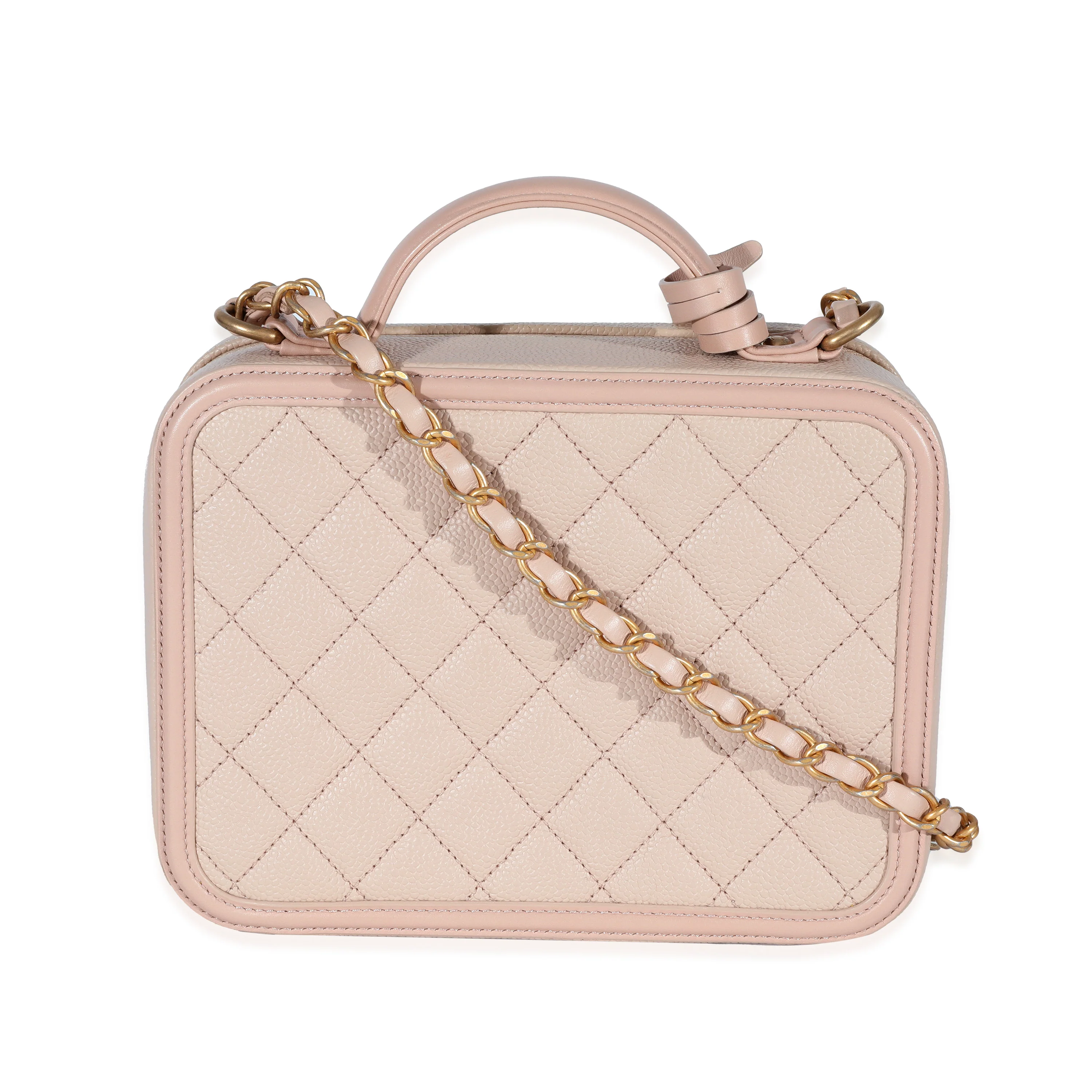 Chanel Beige Quilted Caviar Medium Filigree Vanity Case - Image 3