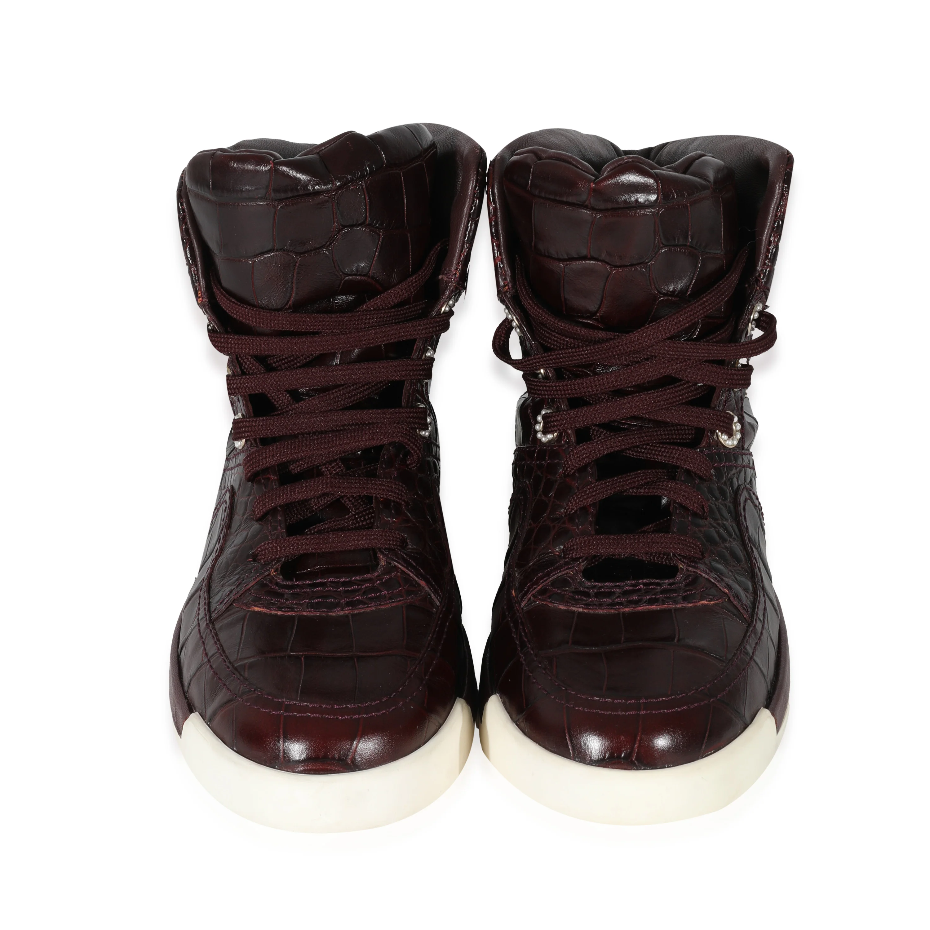 19A Burgundy Croc Embossed High Top Sneakers - Image 3