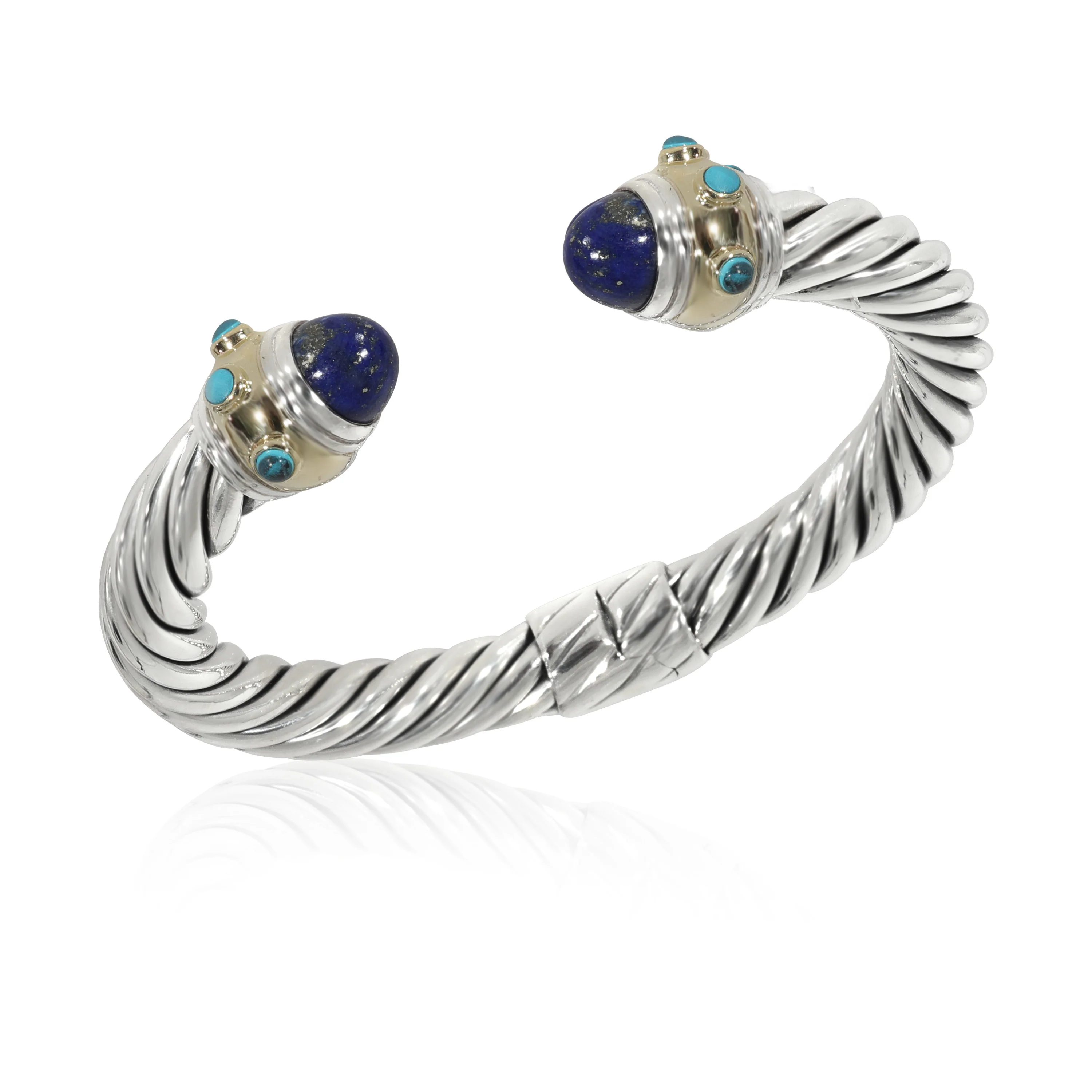 David Yurman Renaissance Lapis Bracelet in 14k Yellow Gold/Sterling Silver - Image 3