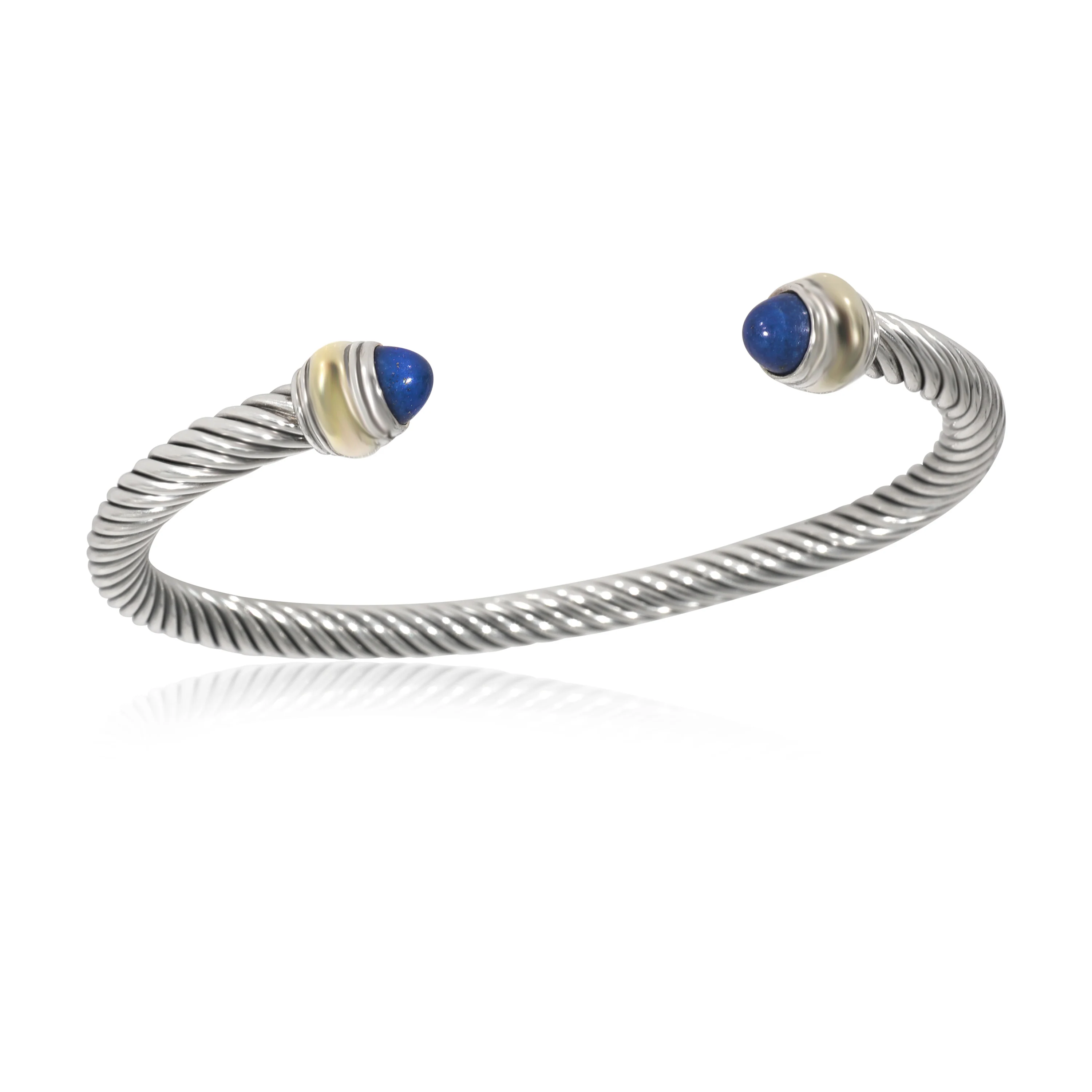 David Yurman Cable Classic Lapis Bracelet in 14k Yellow Gold/Sterling Silver - Image 2