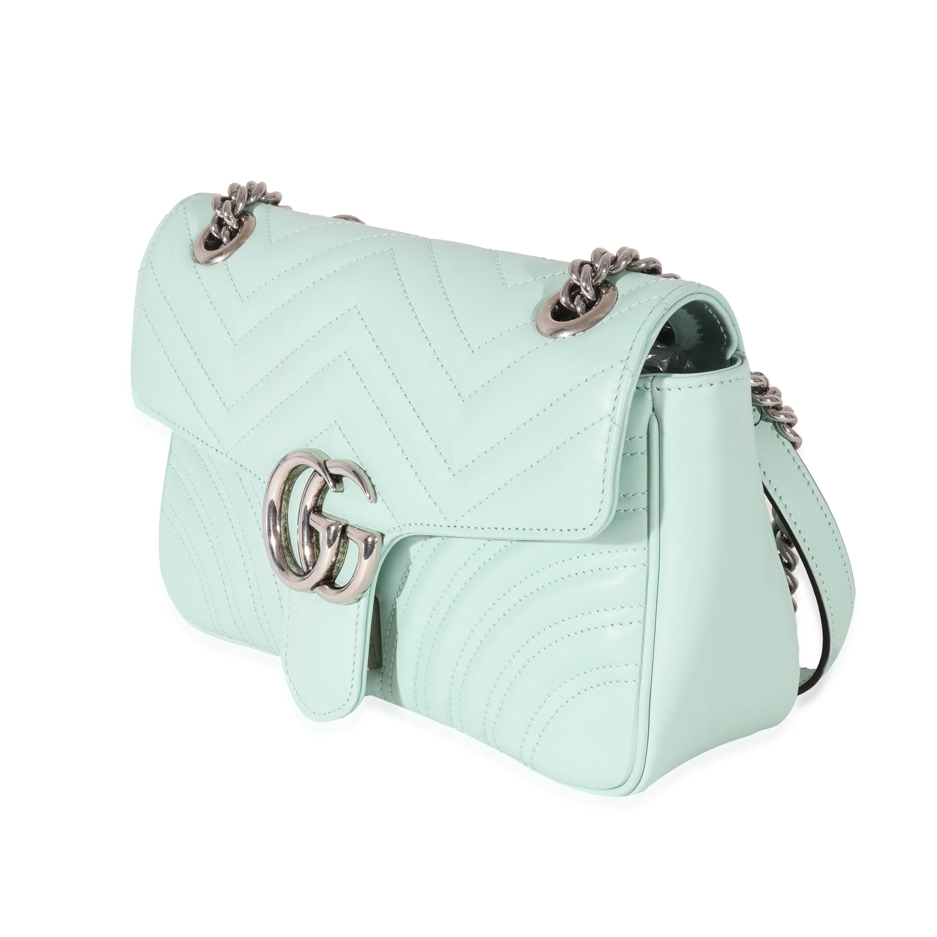 Gucci Water Green Leather Matelassé GG Small Marmont - Image 2