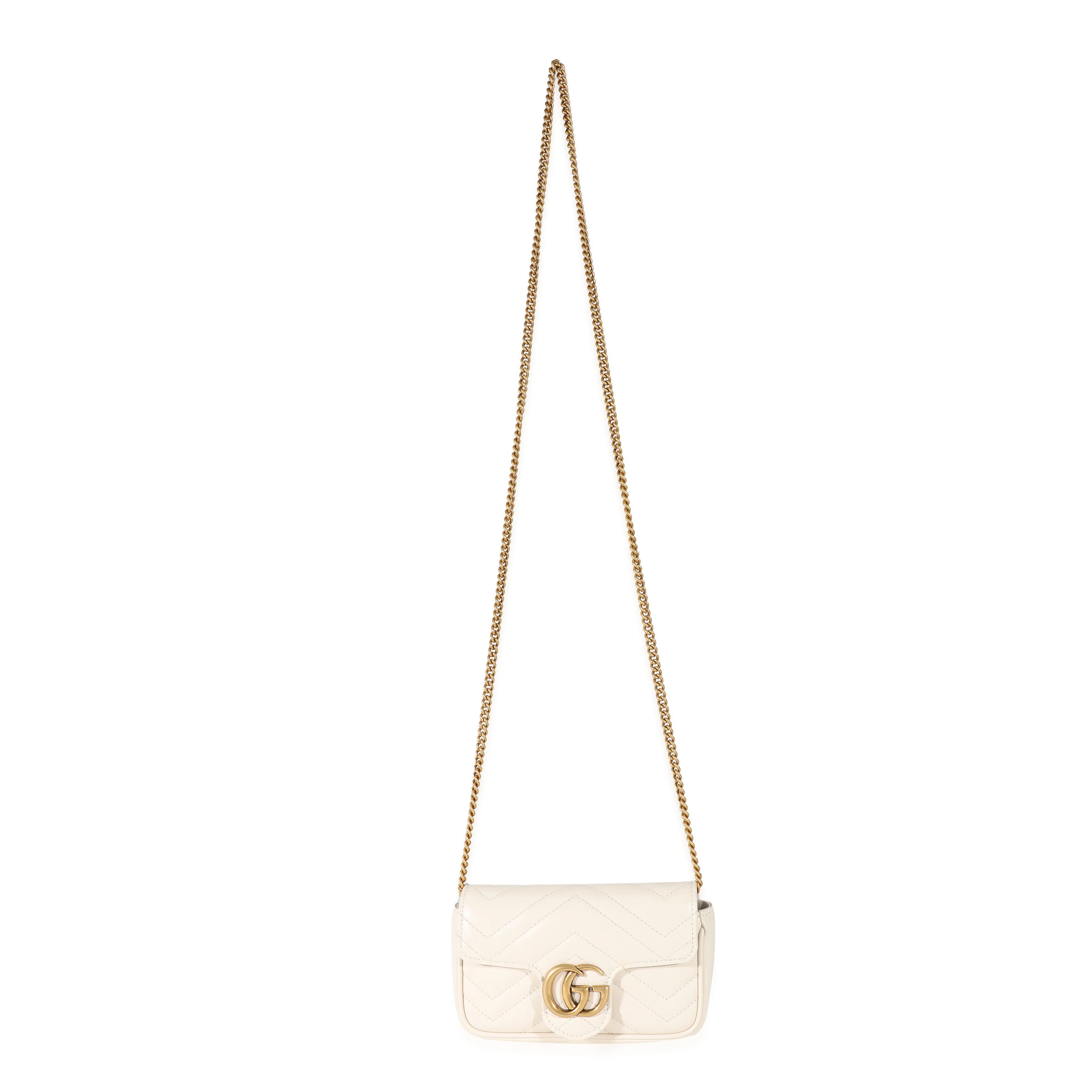 Gucci White Leather Super Mini Marmont - Image 4