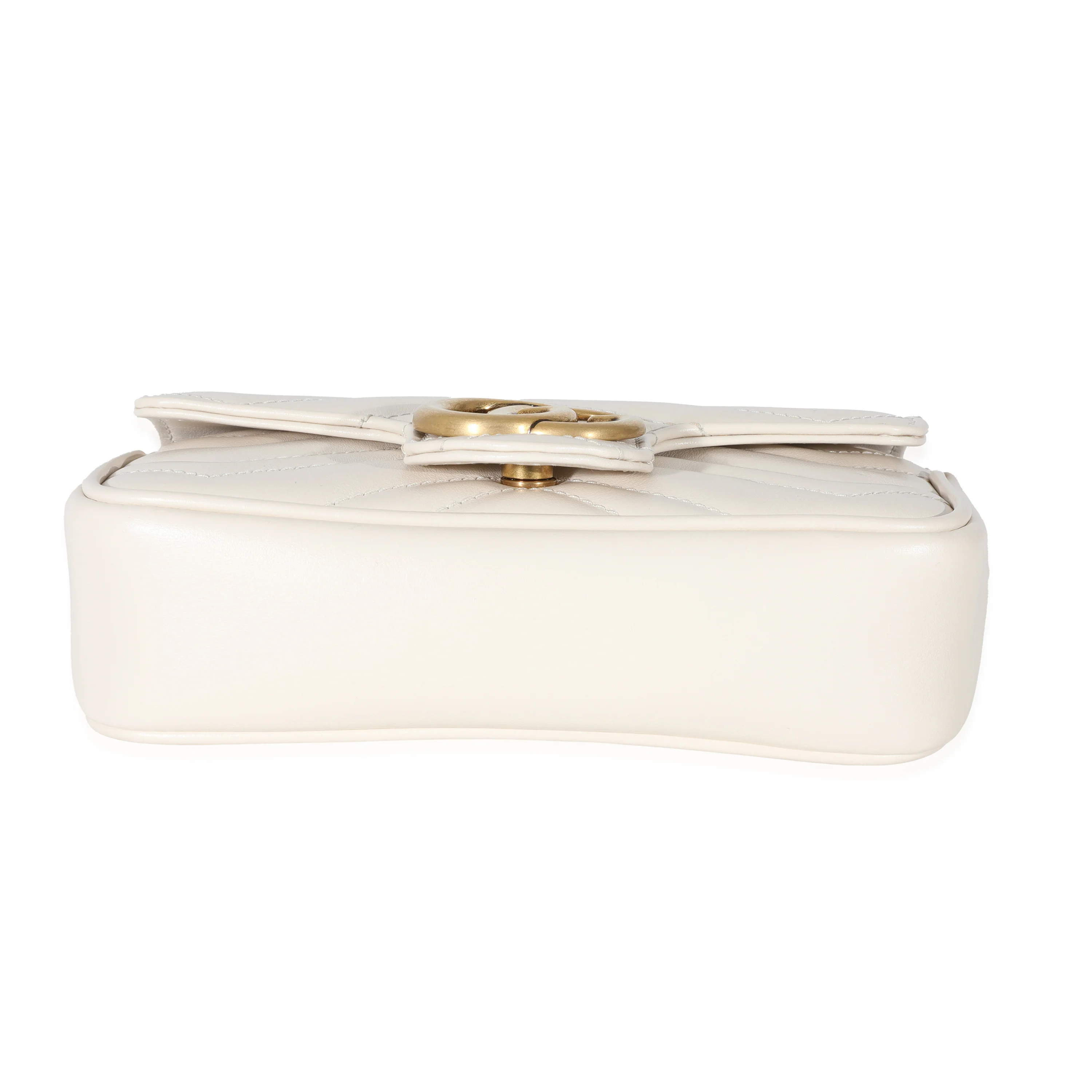 Gucci White Leather Super Mini Marmont - Image 5
