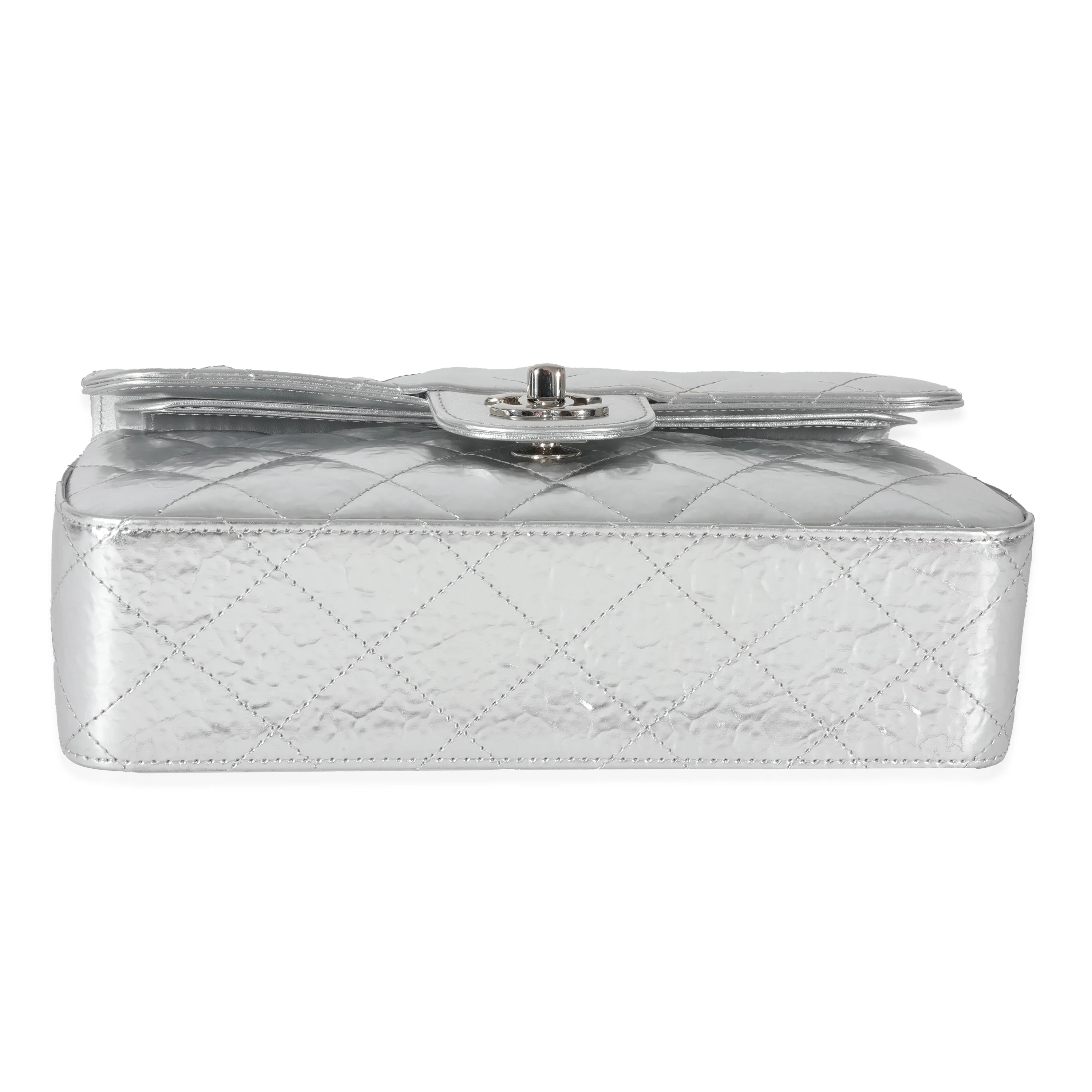 Chanel Silver Hammered Metallic Calfskin Small Classic Double Flap - Image 5
