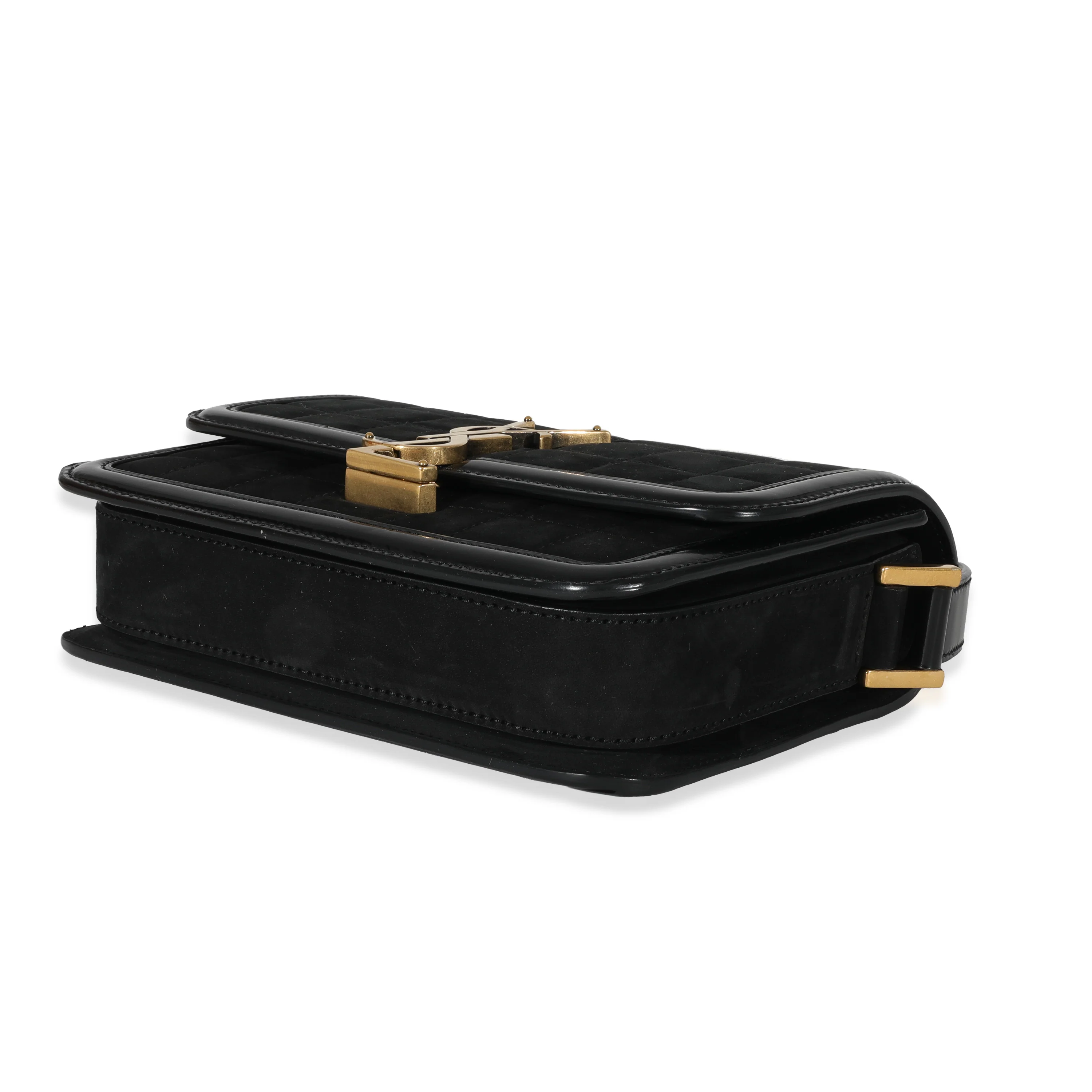 Saint Laurent Black Suede Small Solferino Quilted Bag - Image 7