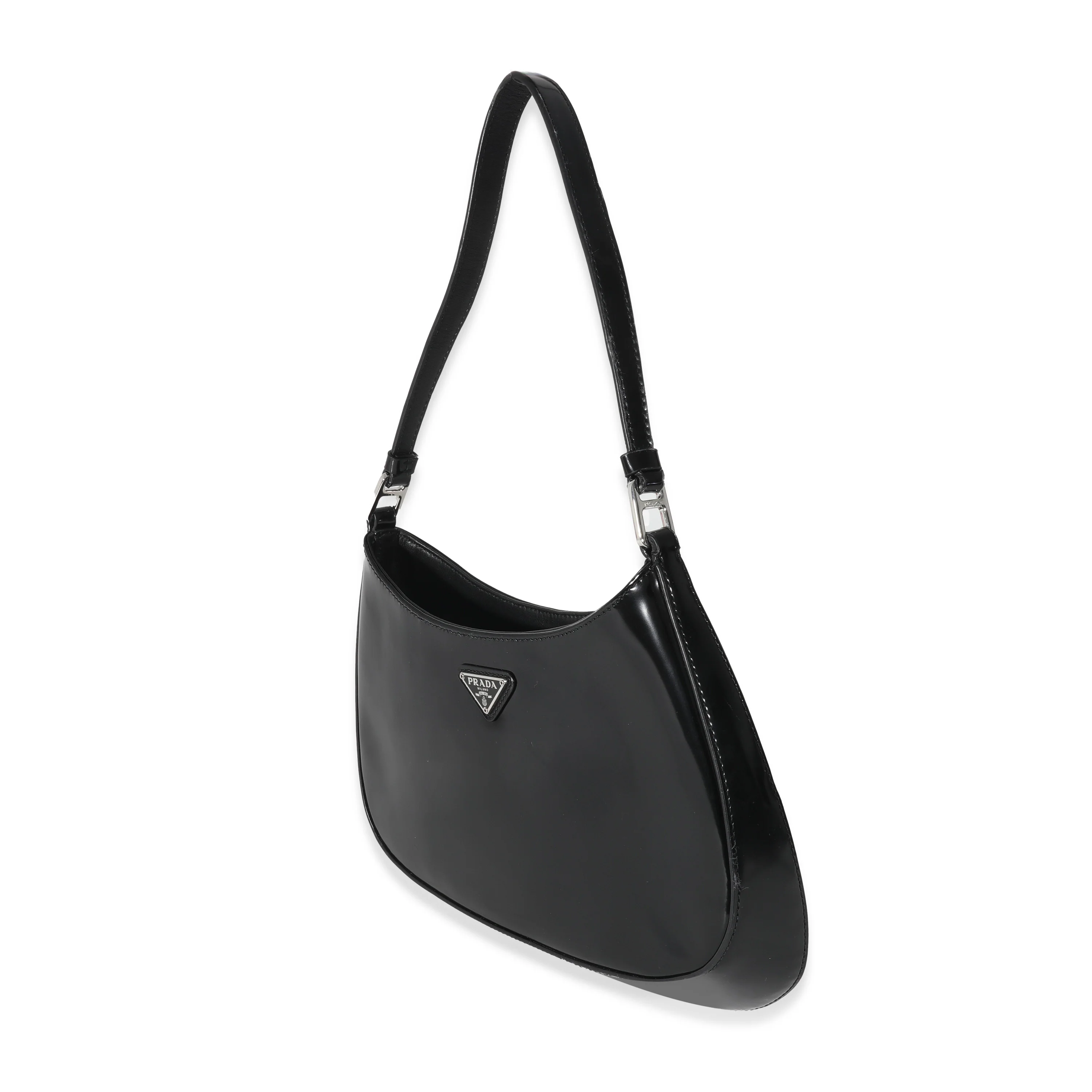 Prada Black Brushed Leather Cleo Bag - Image 2