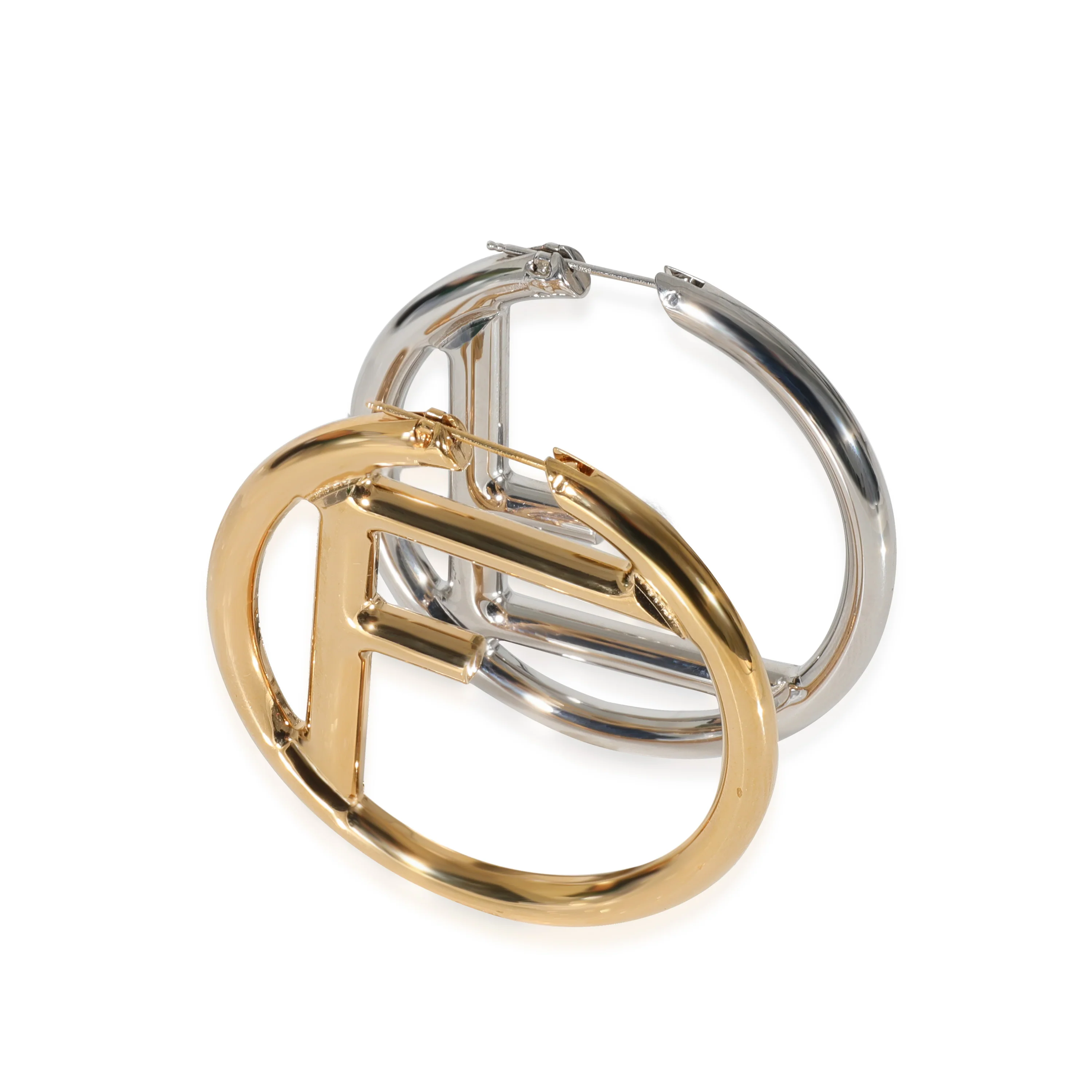 Fendi F Is For Fendi Hoop Earring in Gold & Palladium Plating - Image 2