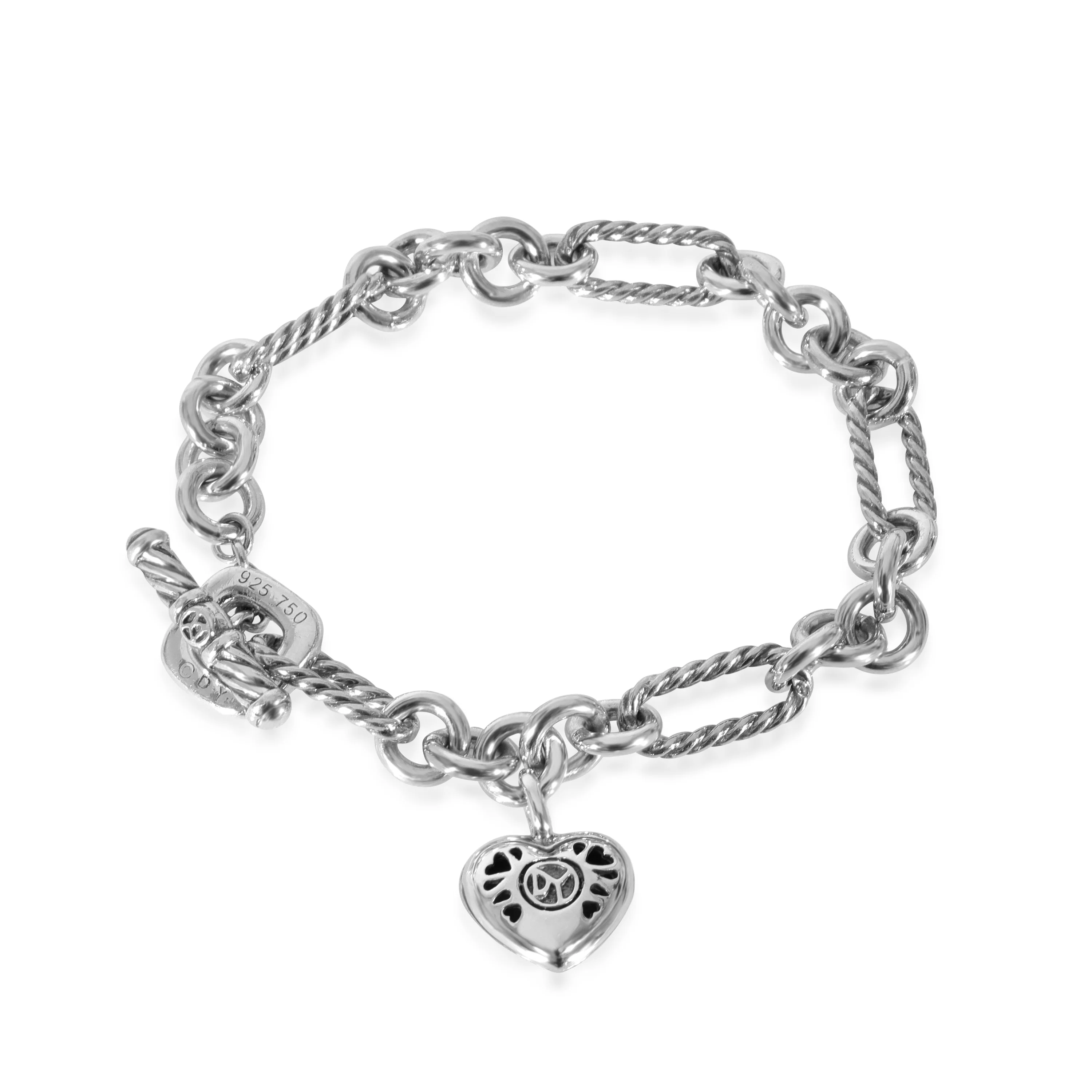 David Yurman Cable Heart Figaro Bracelet in 18k Yellow Gold/Sterling Silver - Image 3
