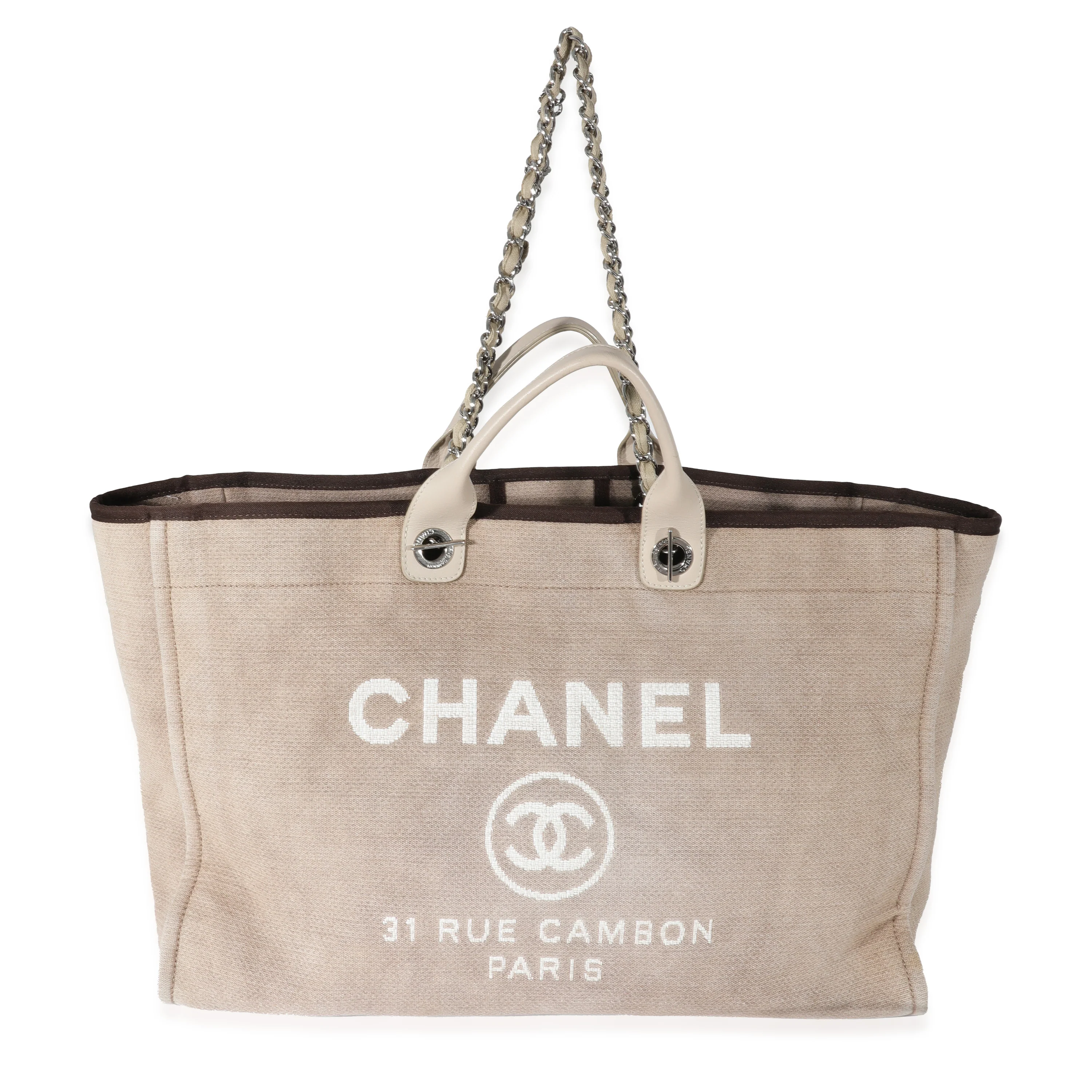 Chanel Beige Canvas Large Deauville Tote - Image 4