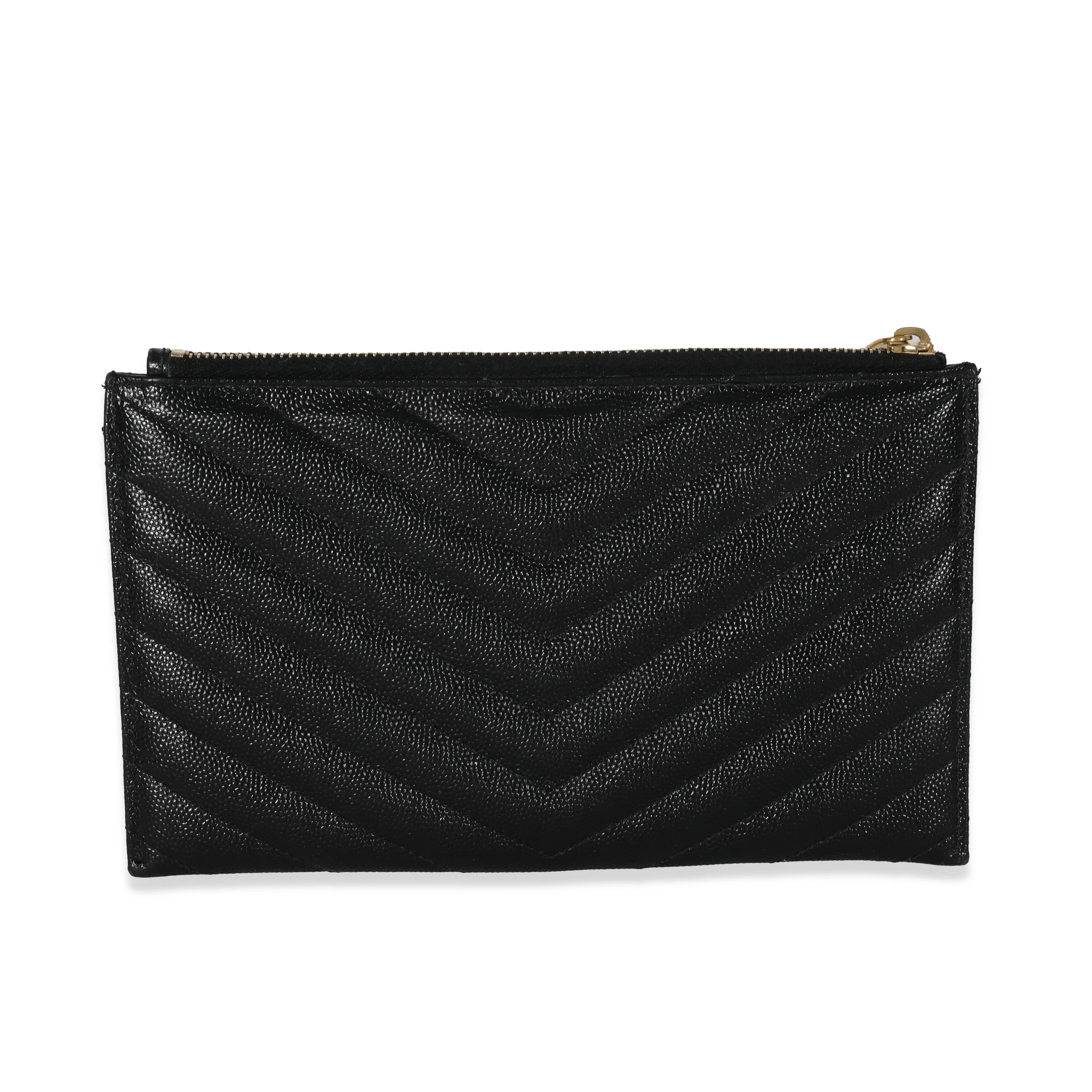 Saint Laurent Black Graine De Poudre Bill Zip Pouch - Image 3