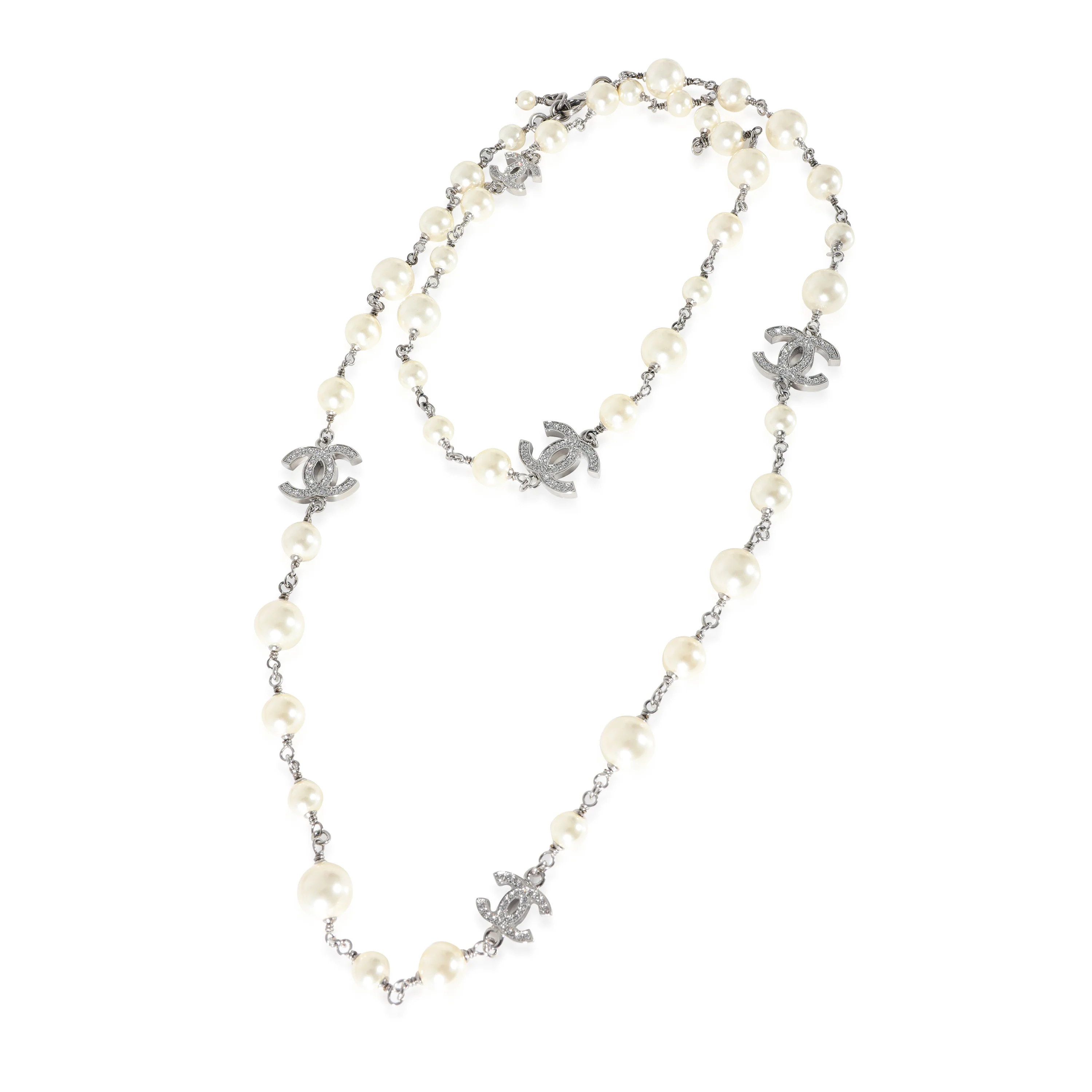 Chanel 2020 CC Necklace With Faux Pearls & Strass - Image 2