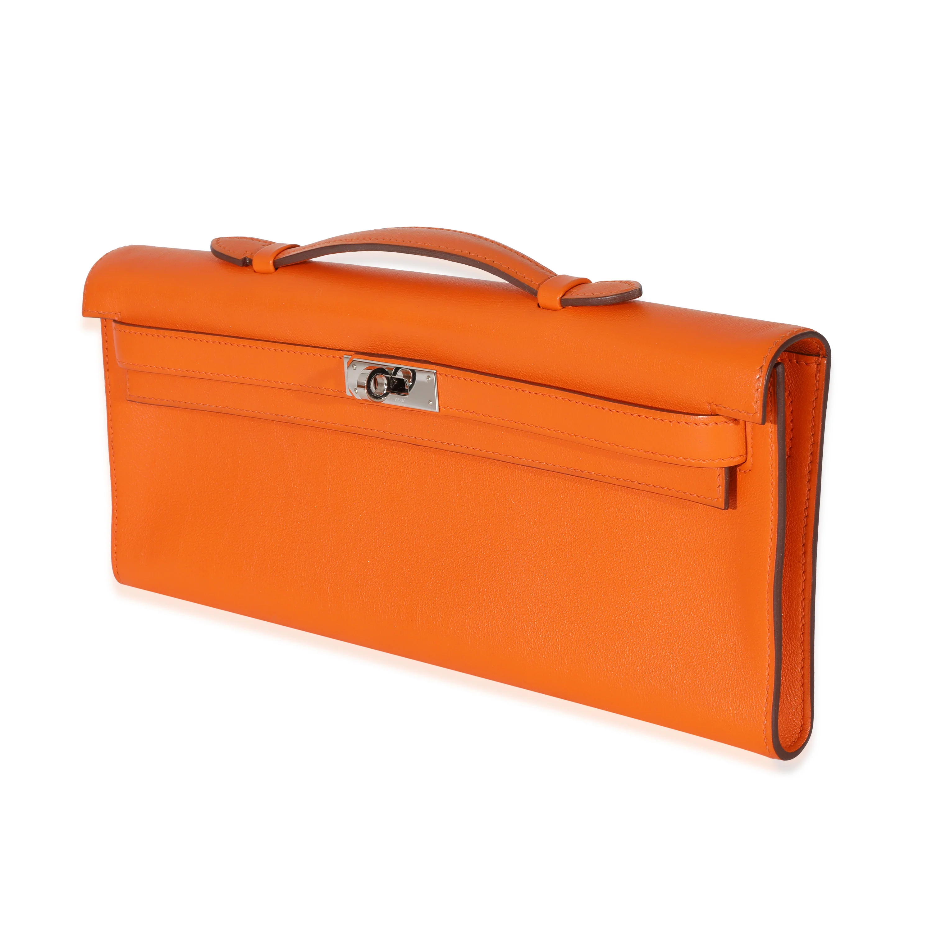 Hermes Orange Evercolor Kelly Cut Clutch PHW - Image 2