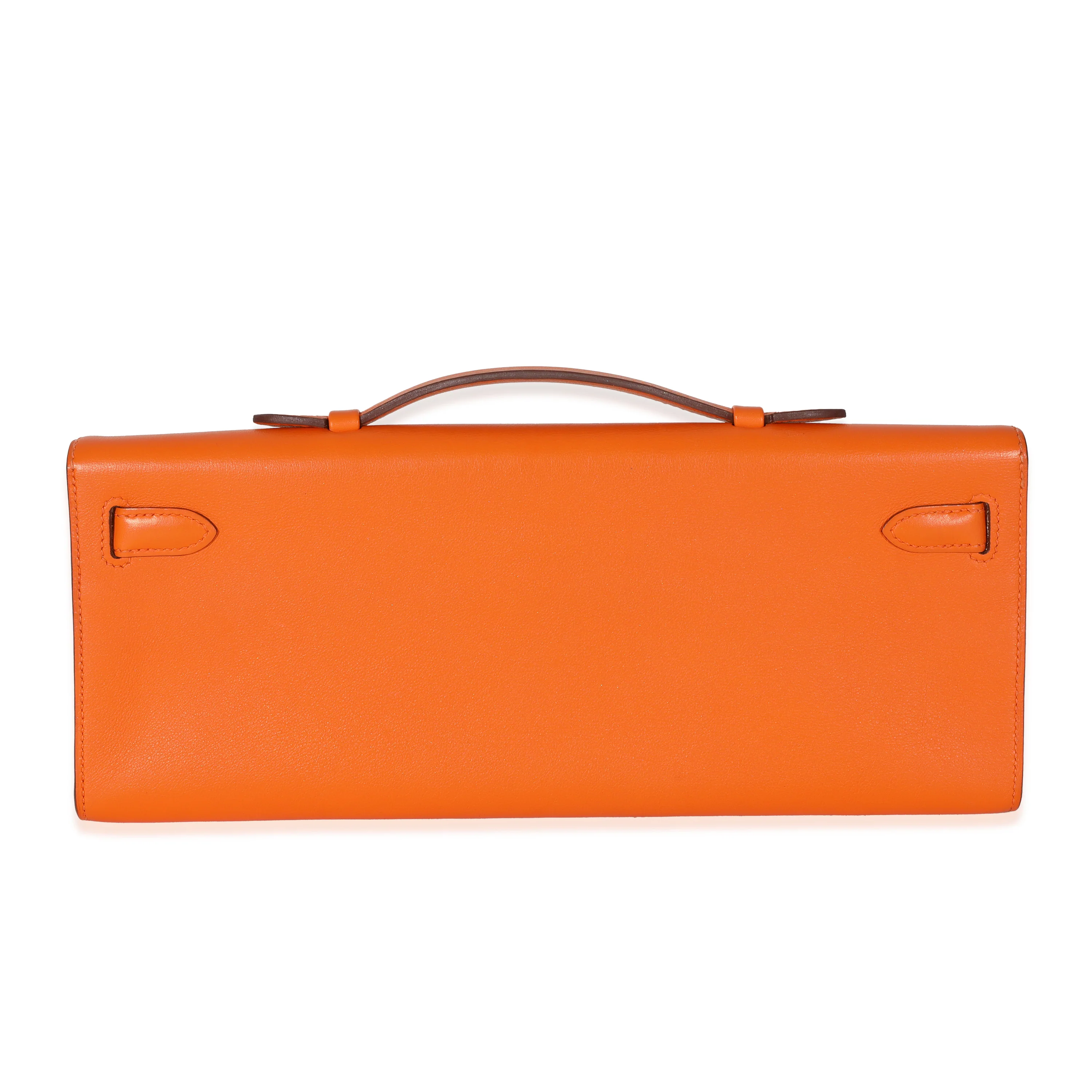 Hermes Orange Evercolor Kelly Cut Clutch PHW - Image 3