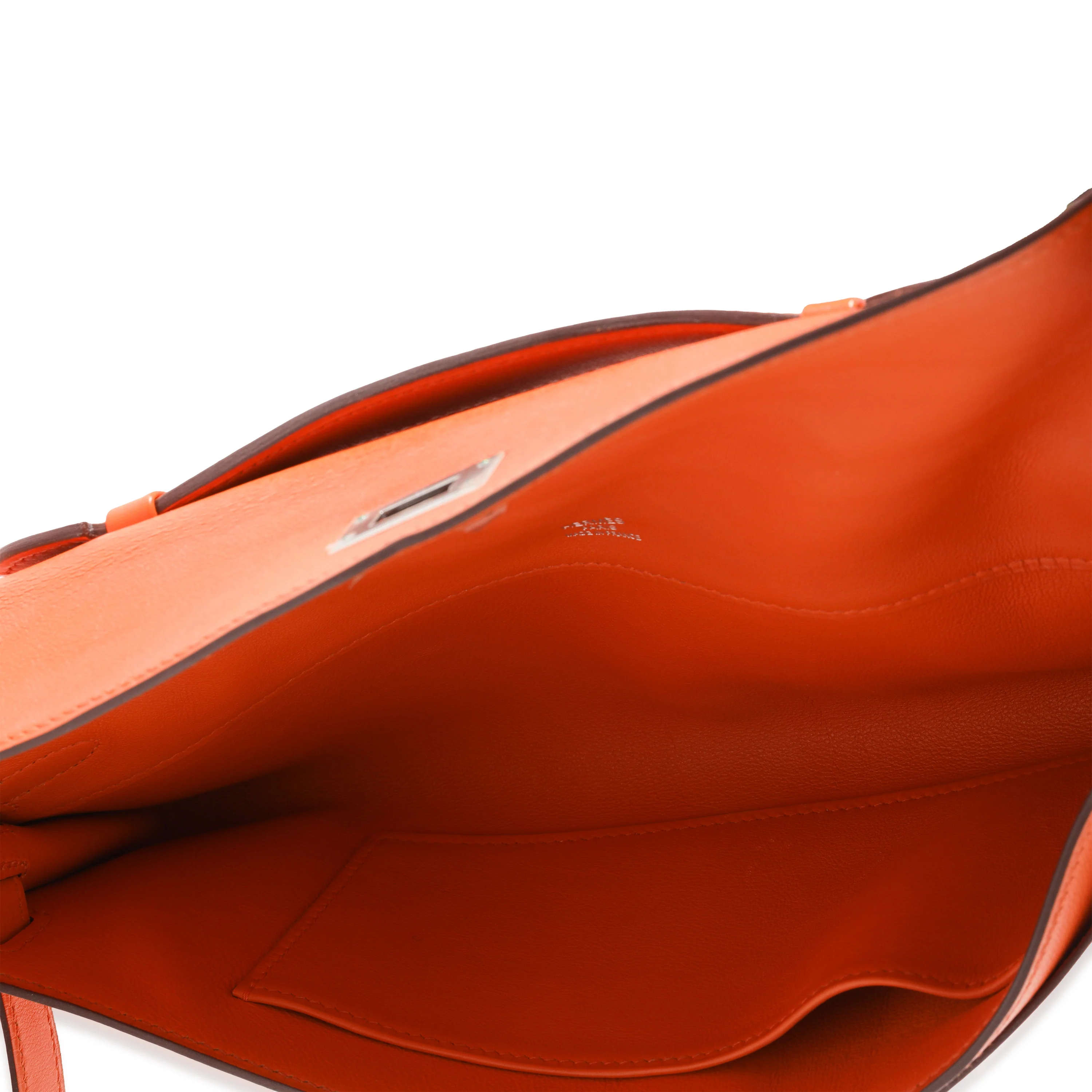 Hermes Orange Evercolor Kelly Cut Clutch PHW - Image 4
