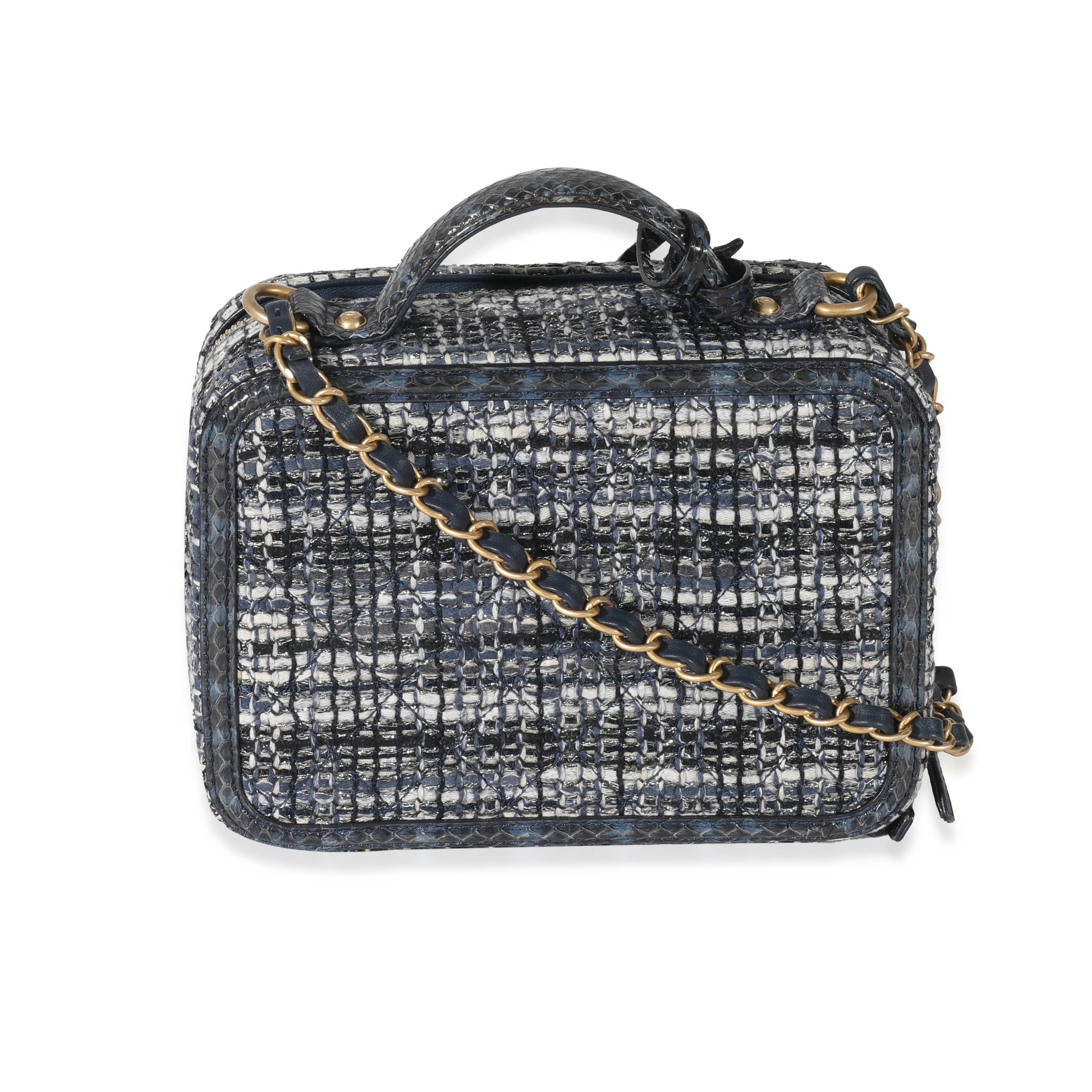 Chanel Navy Tweed Python Filigree Vanity Case - Image 3