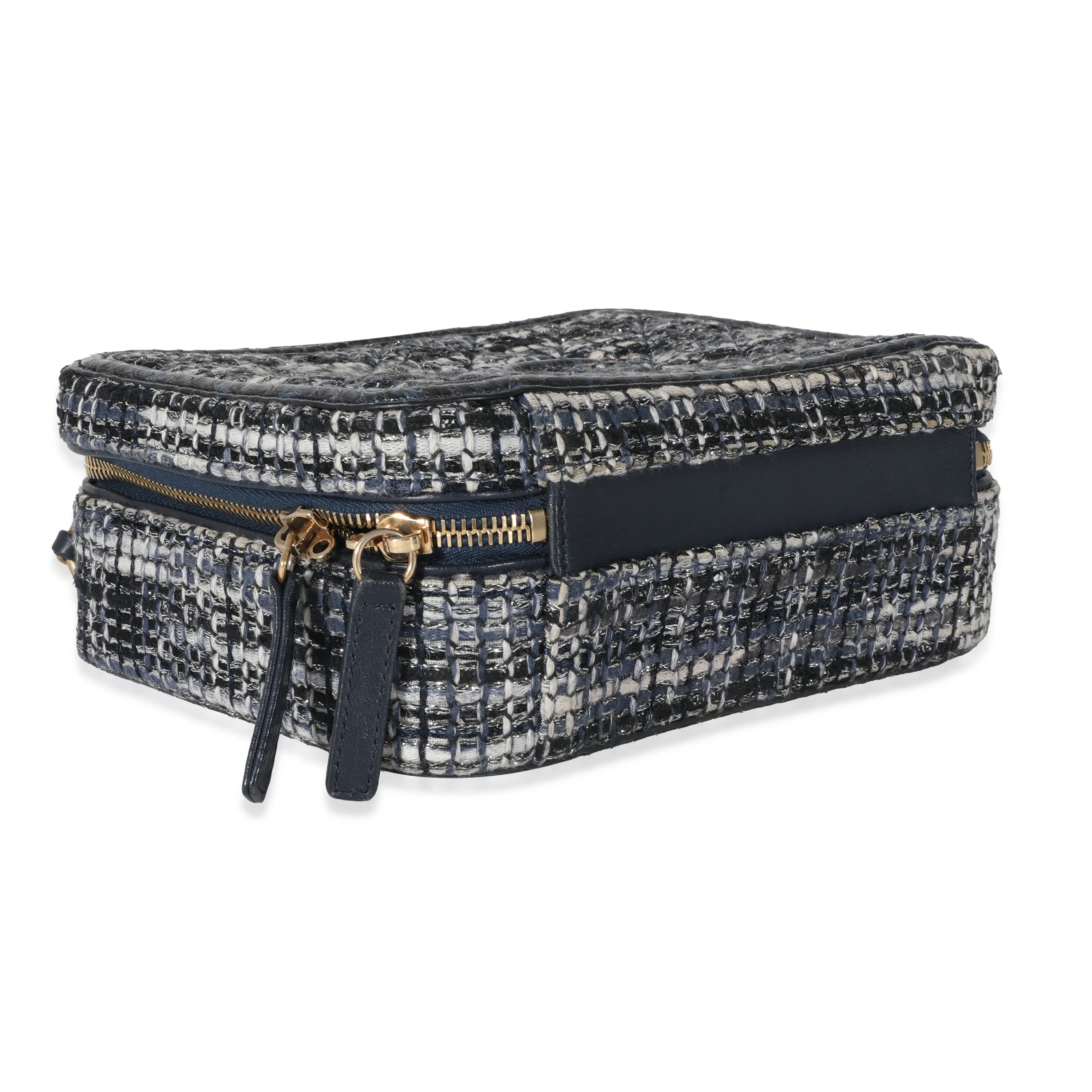 Chanel Navy Tweed Python Filigree Vanity Case - Image 4