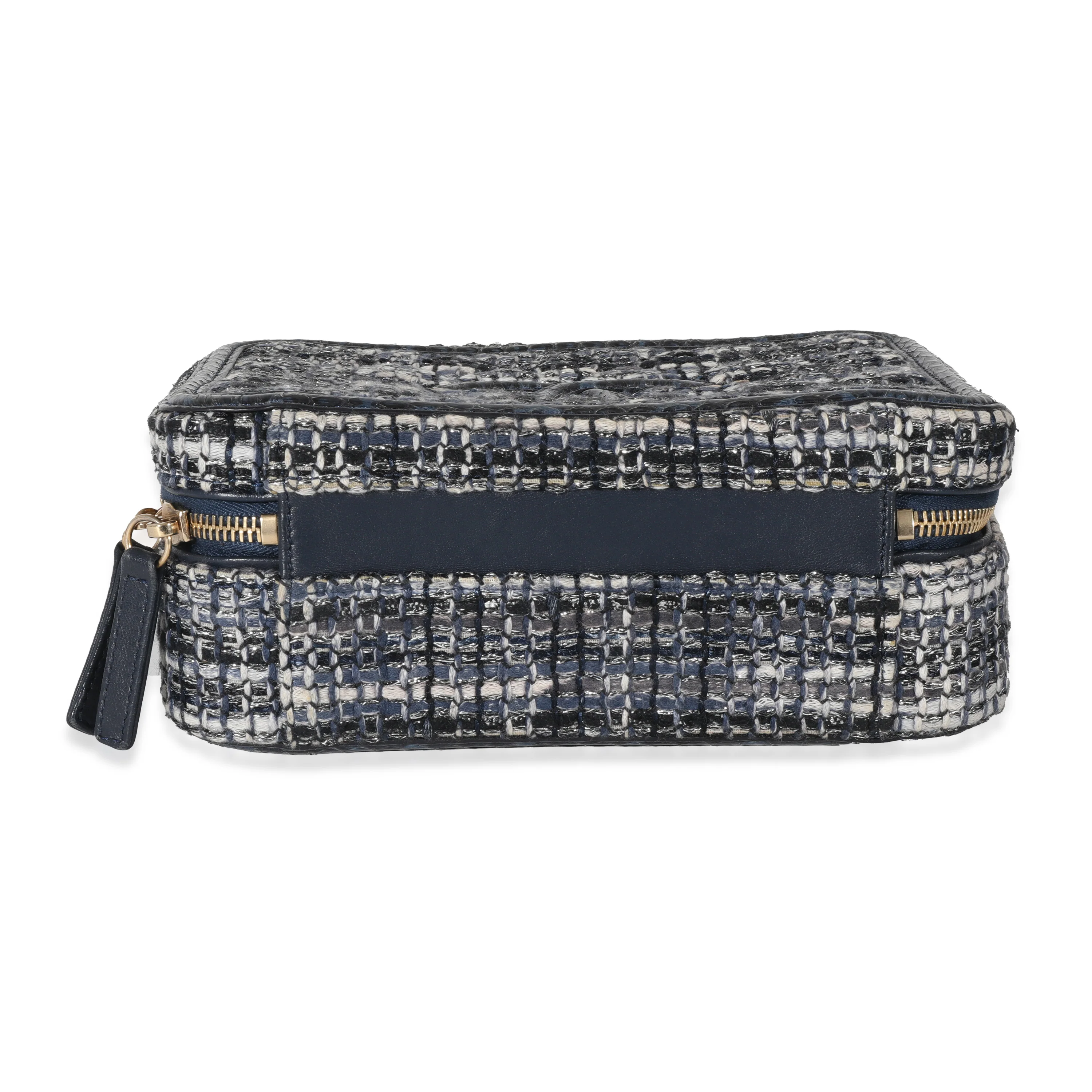 Chanel Navy Tweed Python Filigree Vanity Case - Image 5