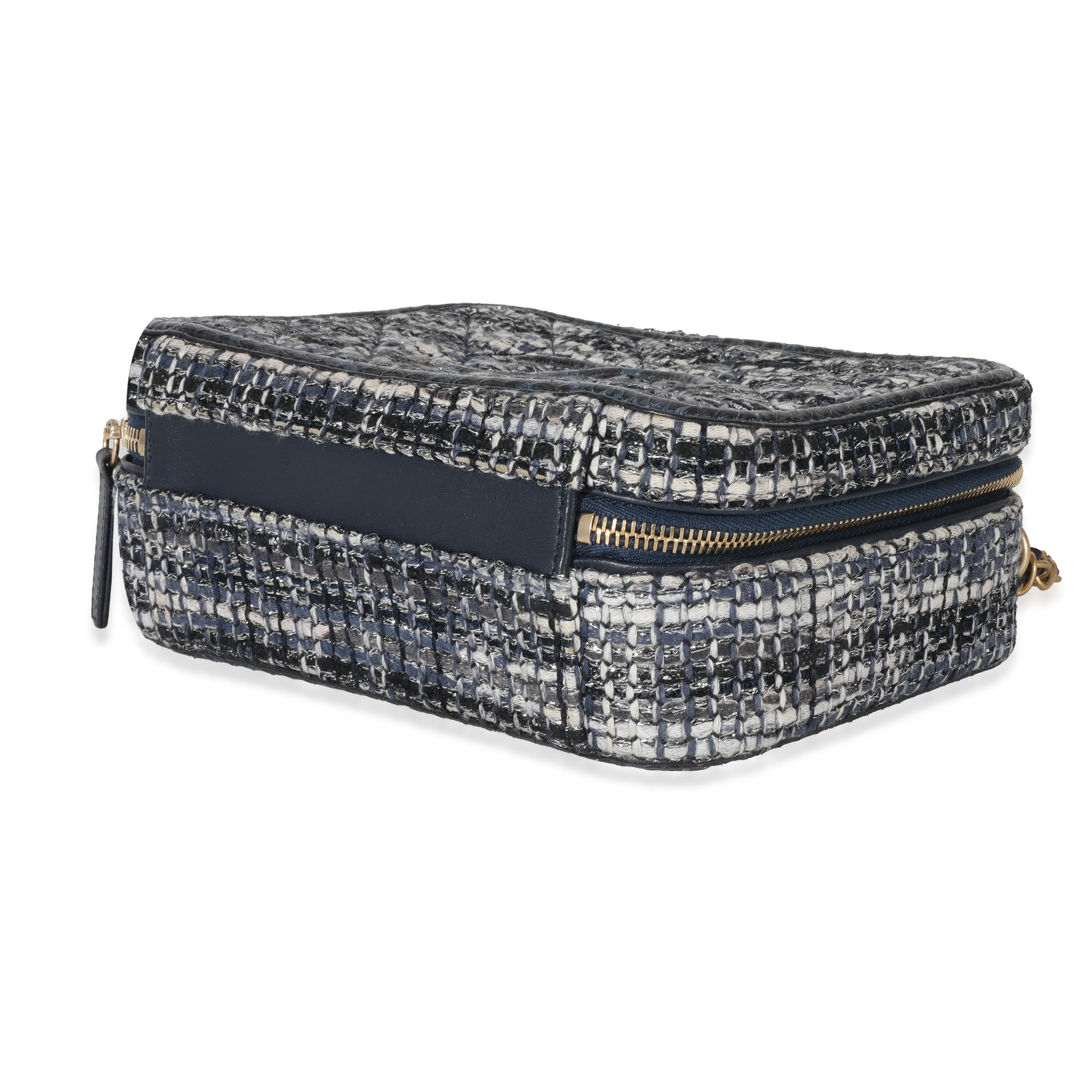 Chanel Navy Tweed Python Filigree Vanity Case - Image 6