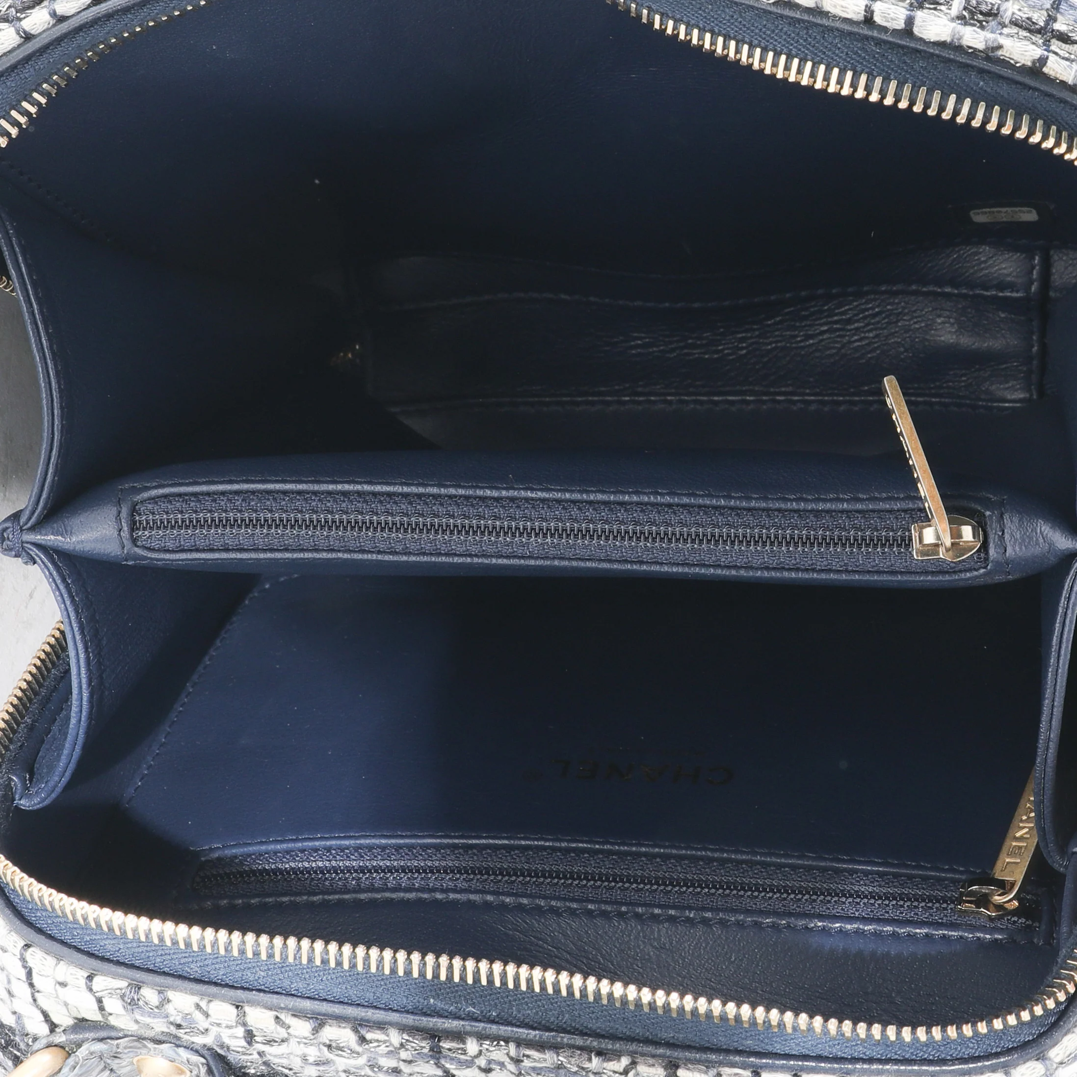 Chanel Navy Tweed Python Filigree Vanity Case - Image 9