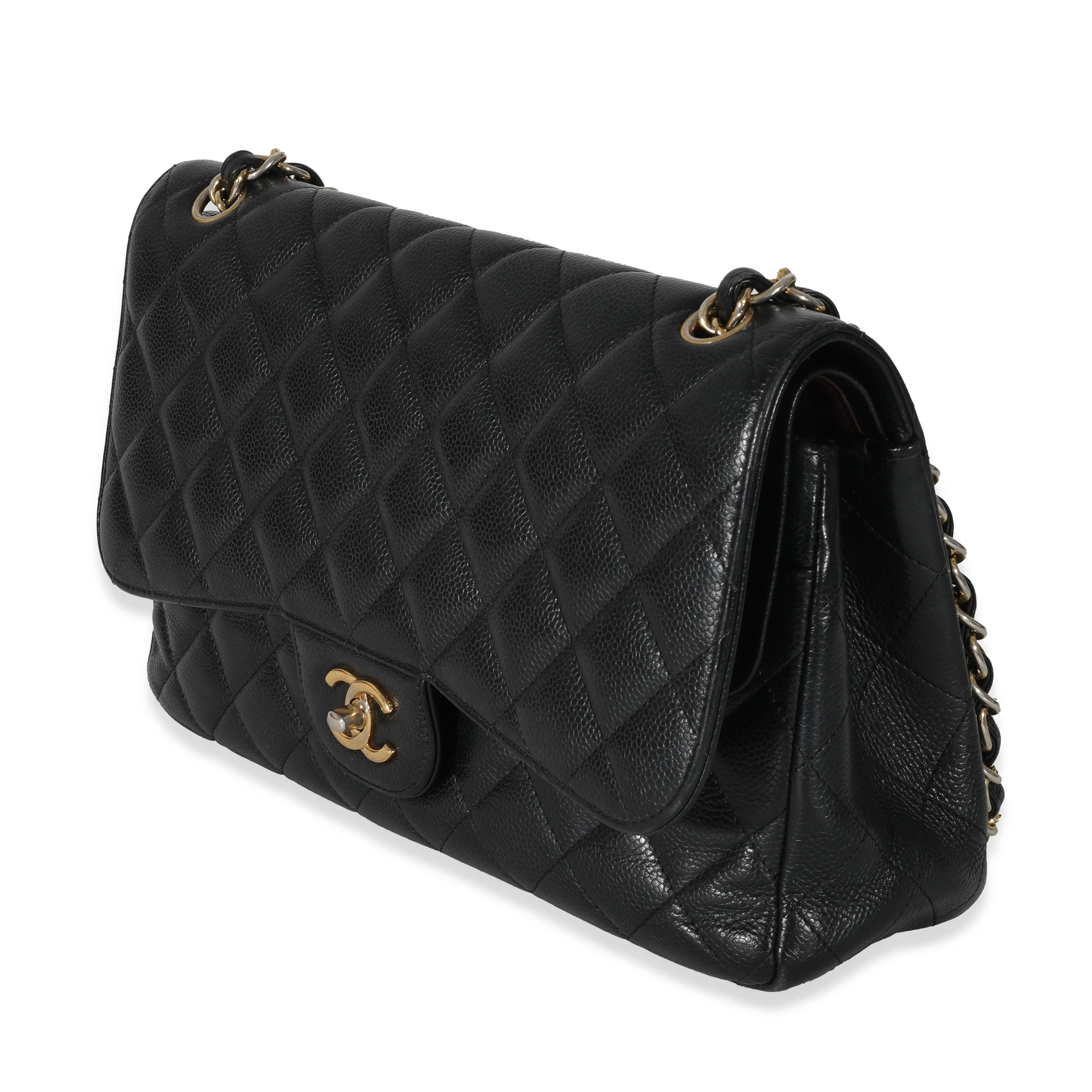 Chanel Black Caviar Jumbo Classic Double Flap Bag - Image 2