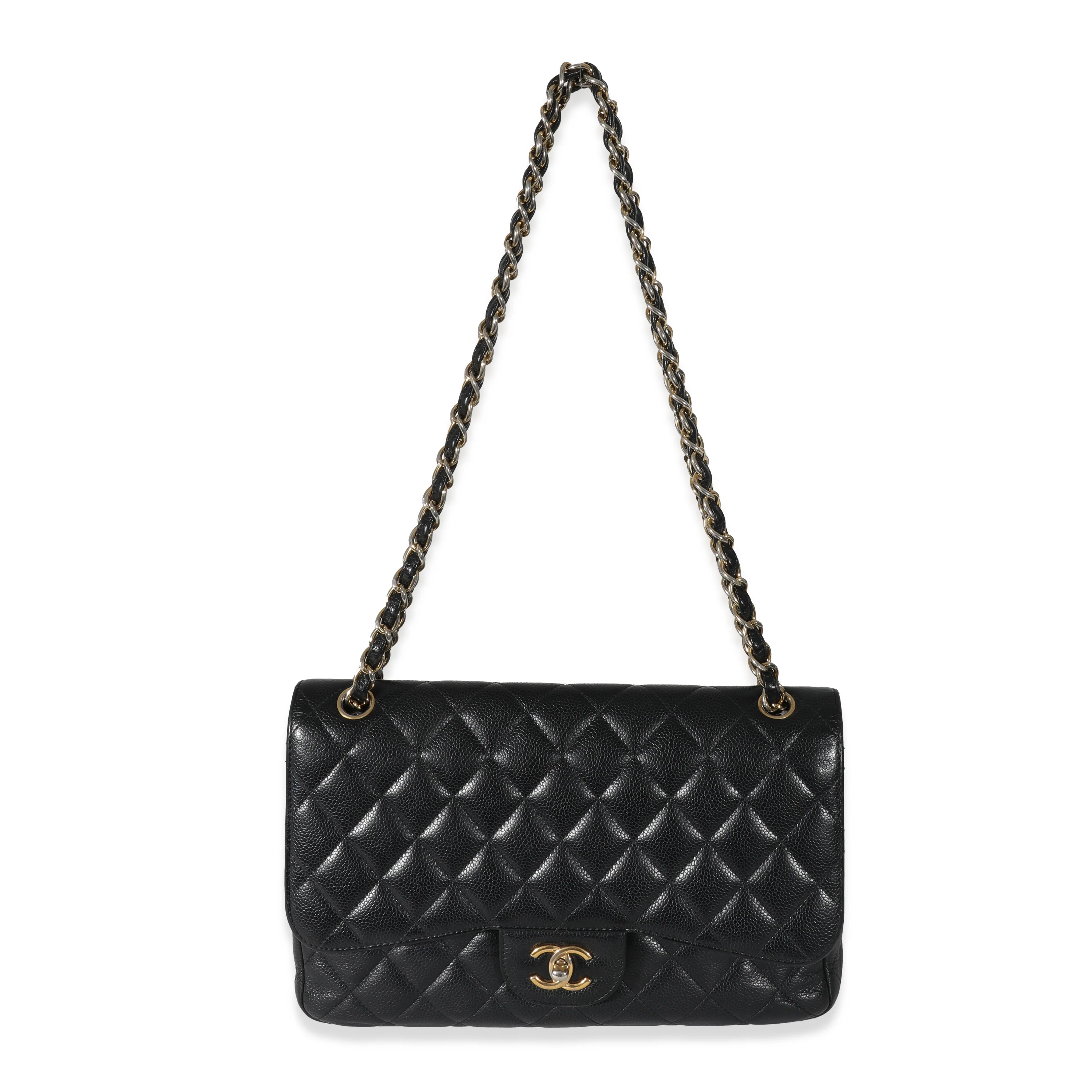 Chanel Black Caviar Jumbo Classic Double Flap Bag - Image 4