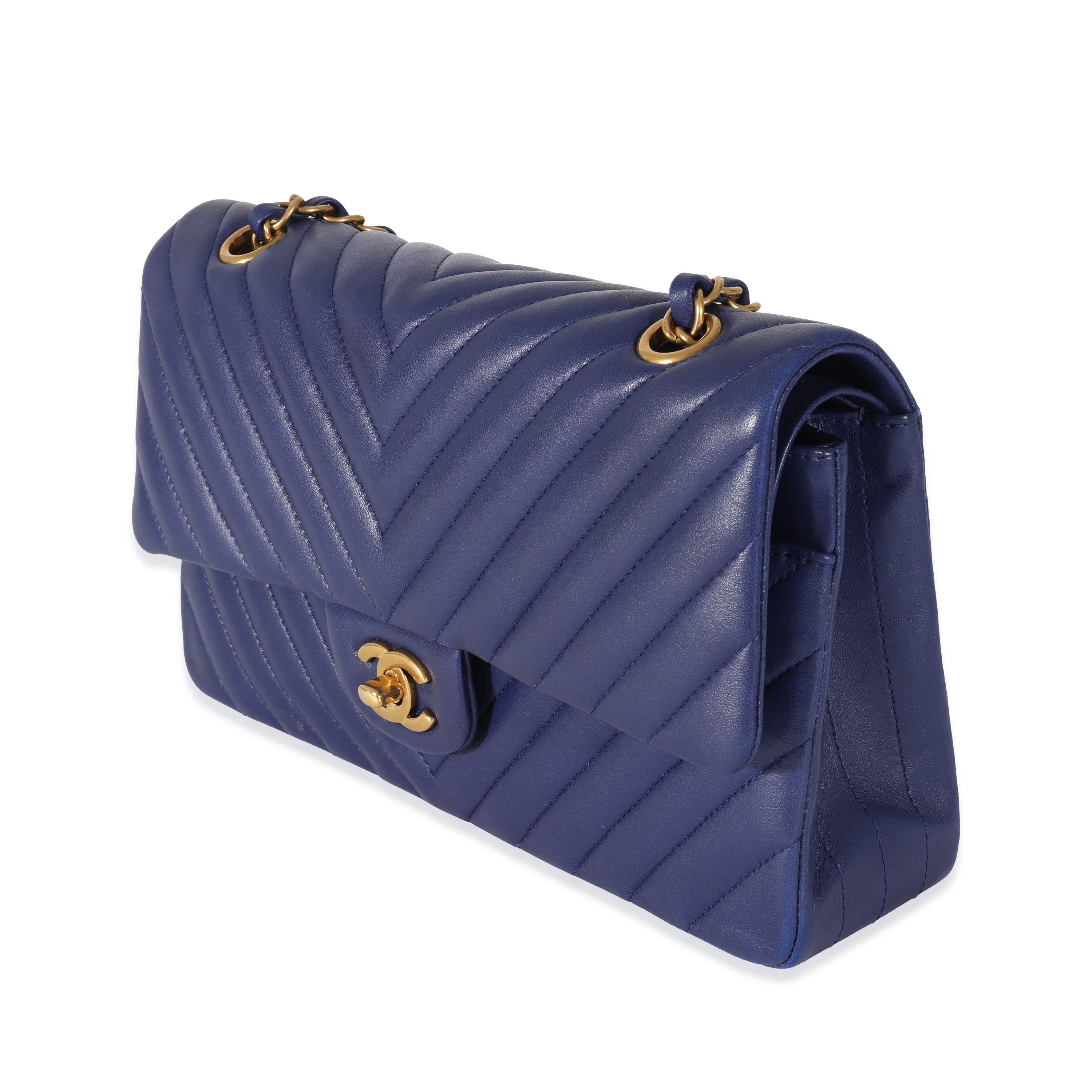 Navy Chevron Medium Classic Double Flap - Image 2
