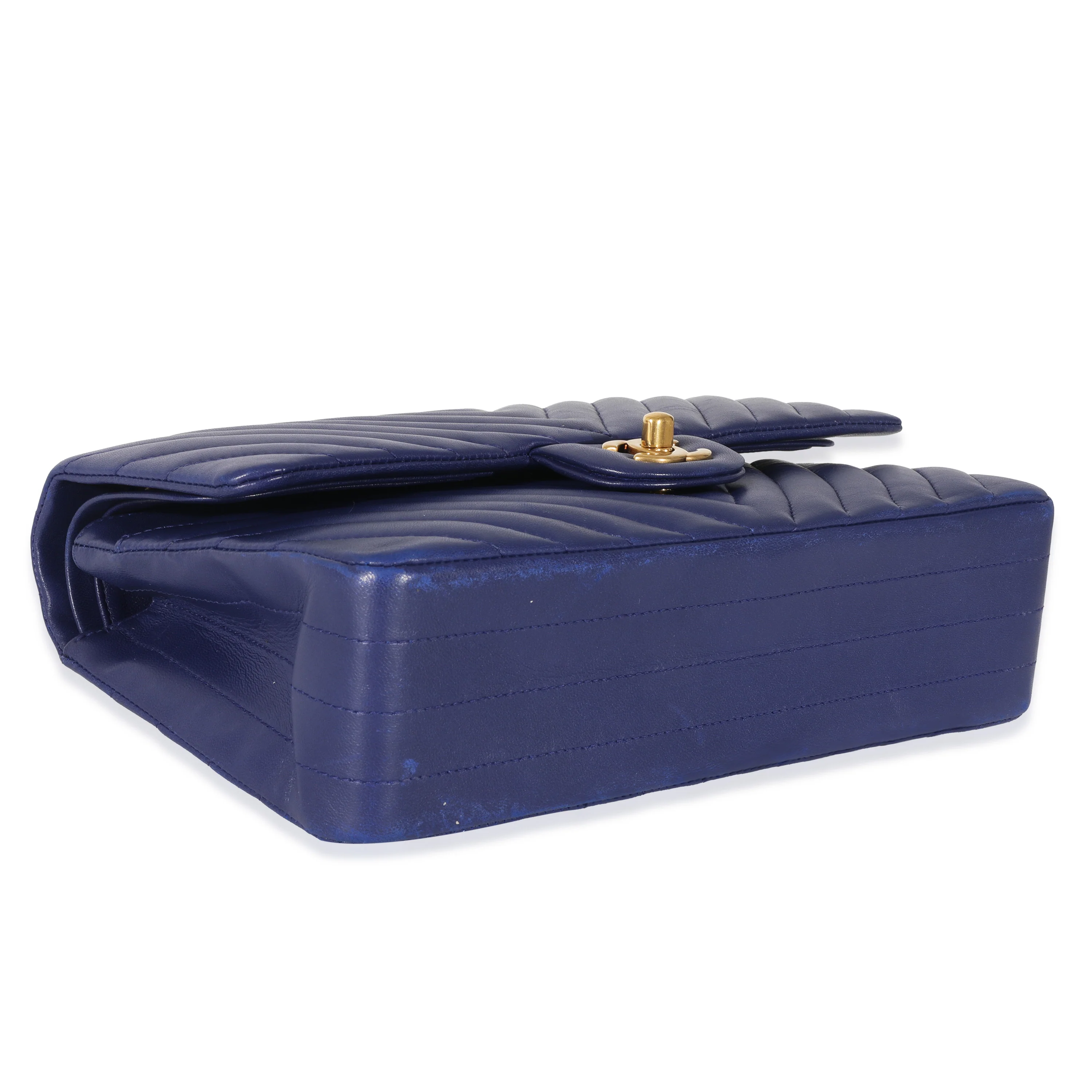 Navy Chevron Medium Classic Double Flap - Image 5