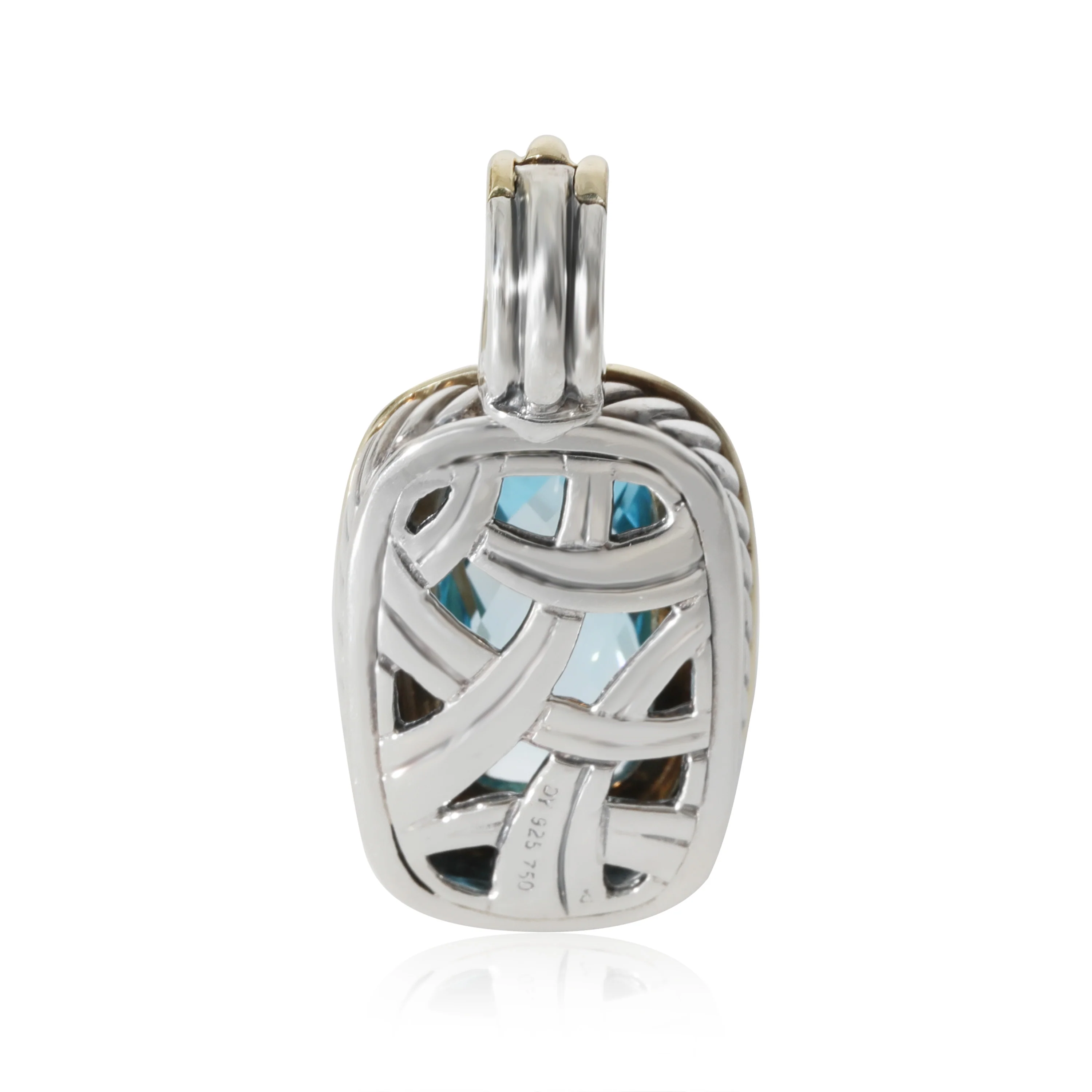 David Yurman Albion Blue Topaz Pendant in 18k Yellow Gold/Sterling Silver - Image 3