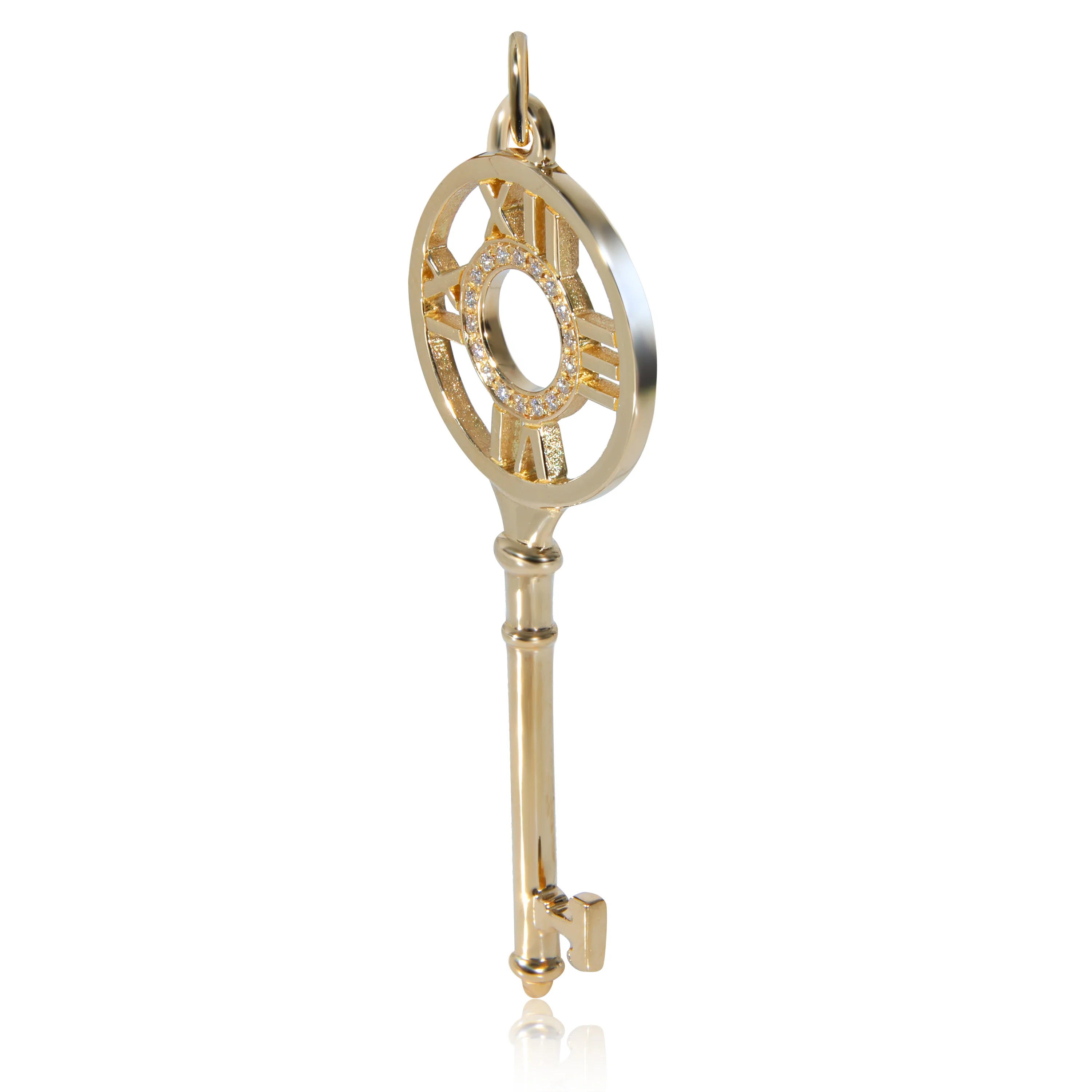 Tiffany & Co. Atlas Key Pendant With Diamonds in 18k Yellow Gold 0.02 CTW - Image 2
