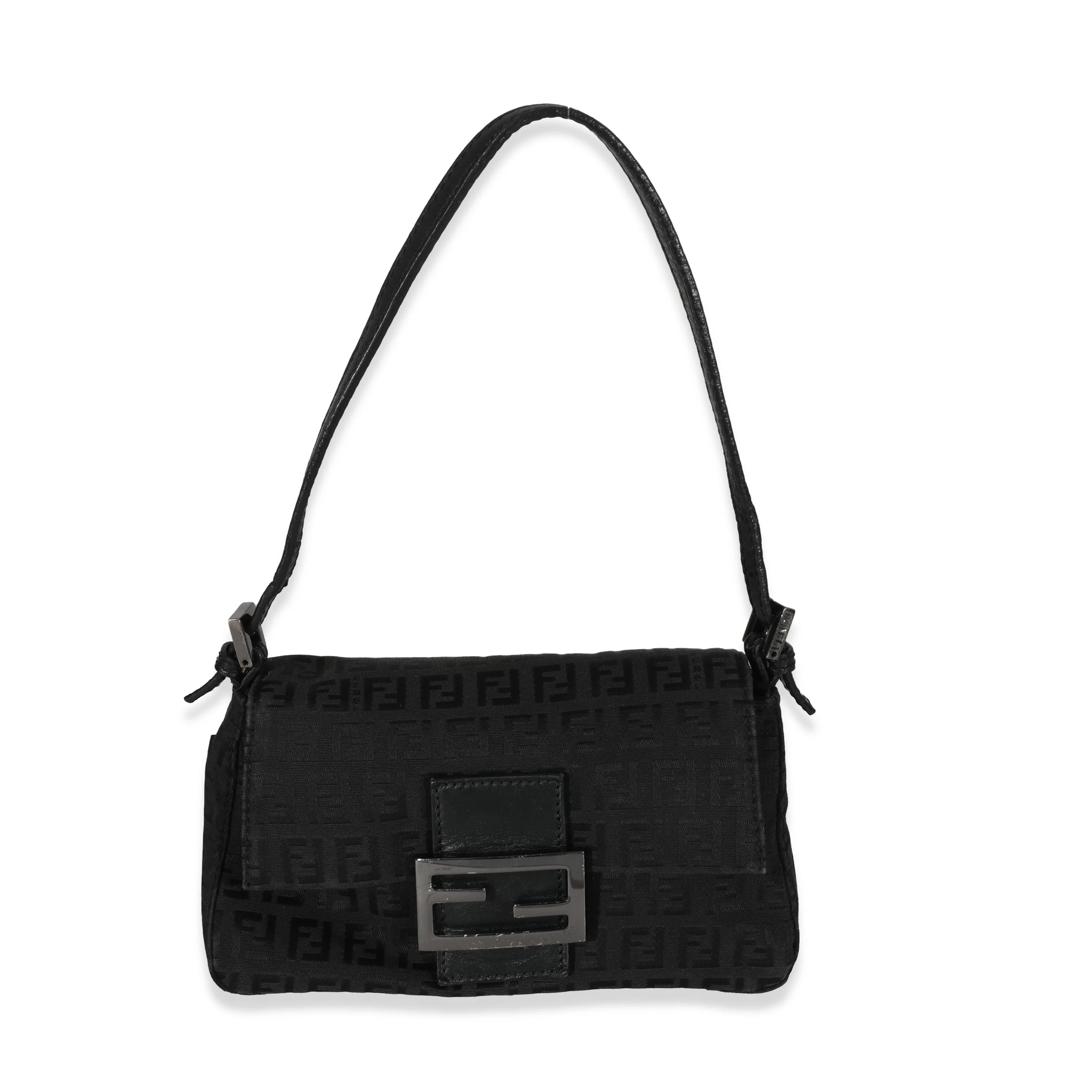 Fendi Vintage Black Zucca Canvas Mini Mama Forever Bag