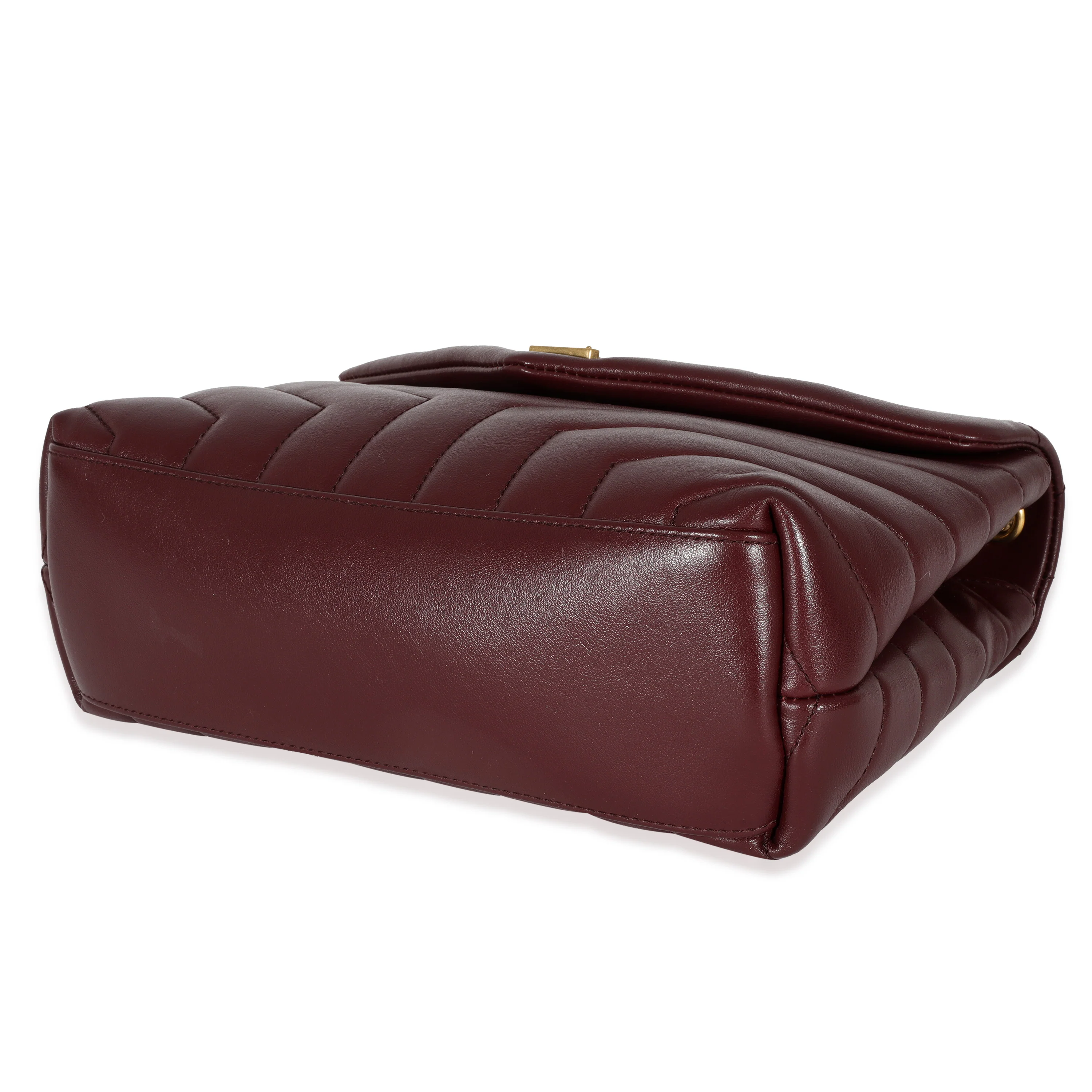 Saint Laurent Burgundy Calfskin Quilted Monogram Small Loulou Bag - Image 5