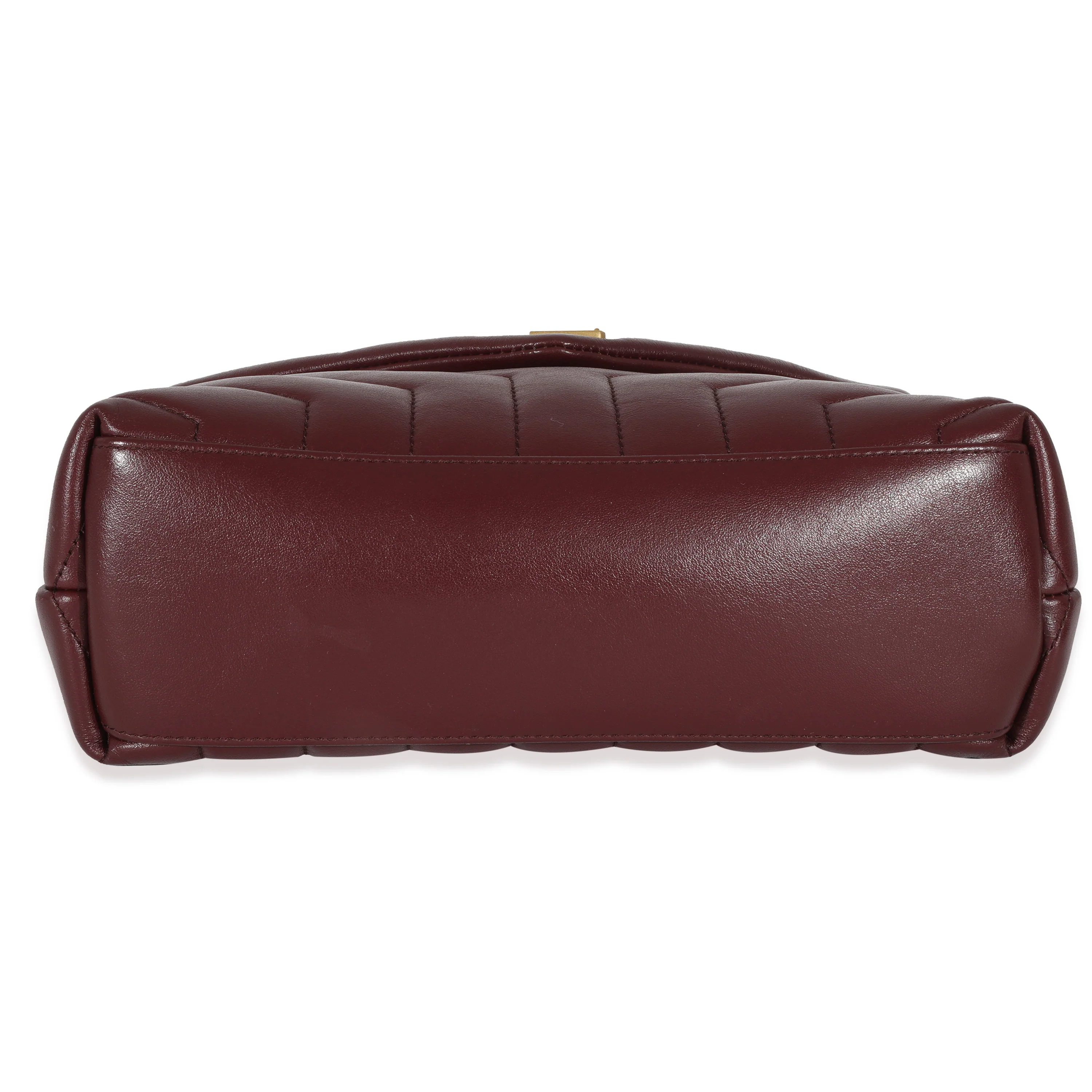 Saint Laurent Burgundy Calfskin Quilted Monogram Small Loulou Bag - Image 6